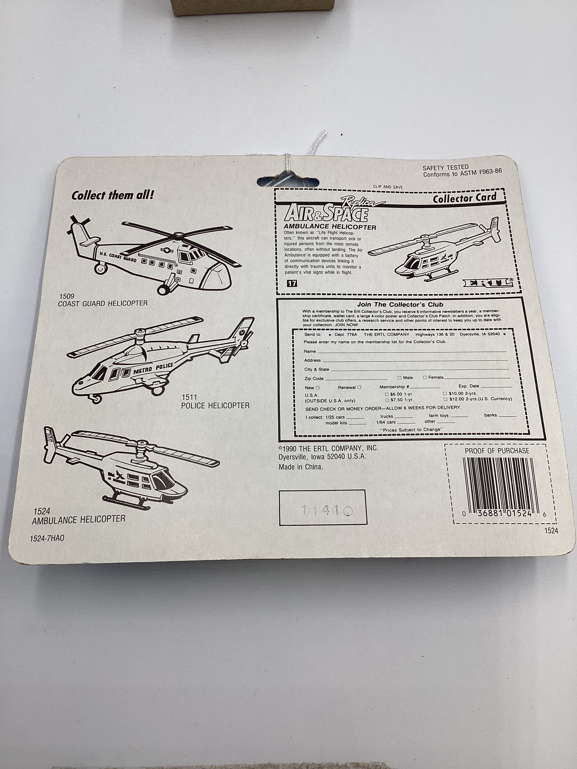 1990 Ertl Replica Air & Space 1524 Ambulance Helicopter Red - Image 7