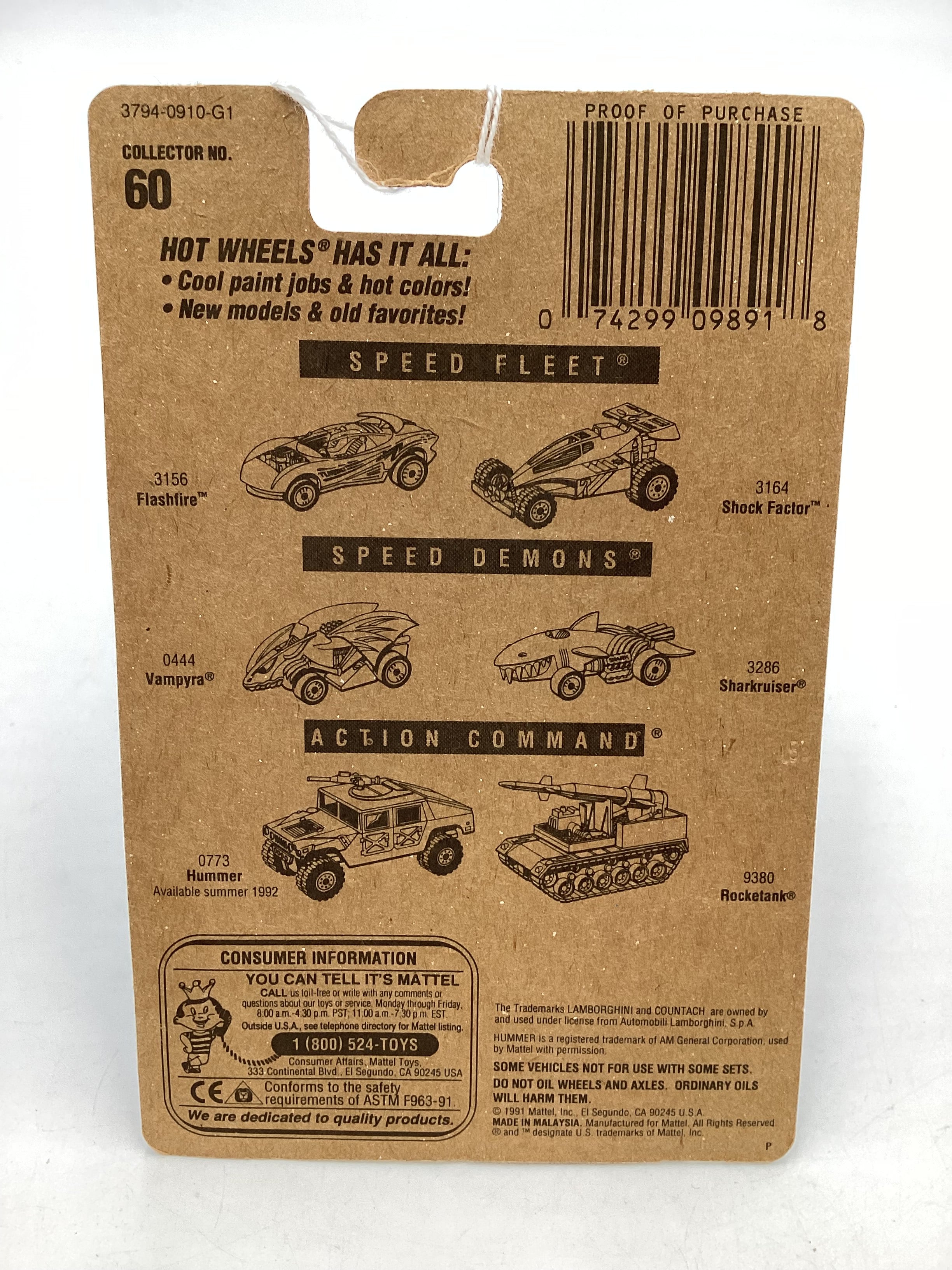 1991 Hot wheels #60 White Lamborghini Countach - Image 7