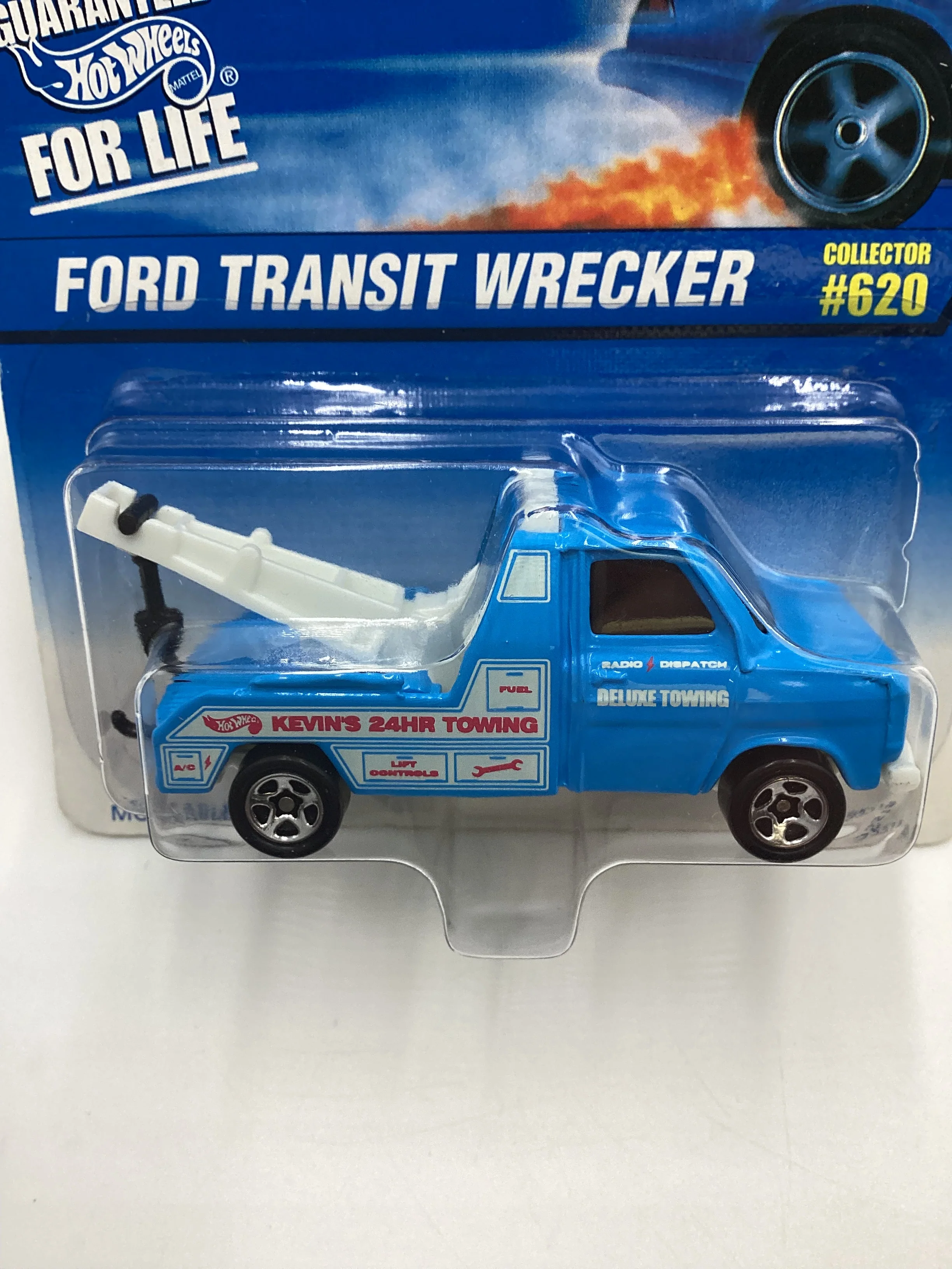 1996 Hot Wheels Collector #620 Ford Transit Wrecker Light Blue 240D - Image 3