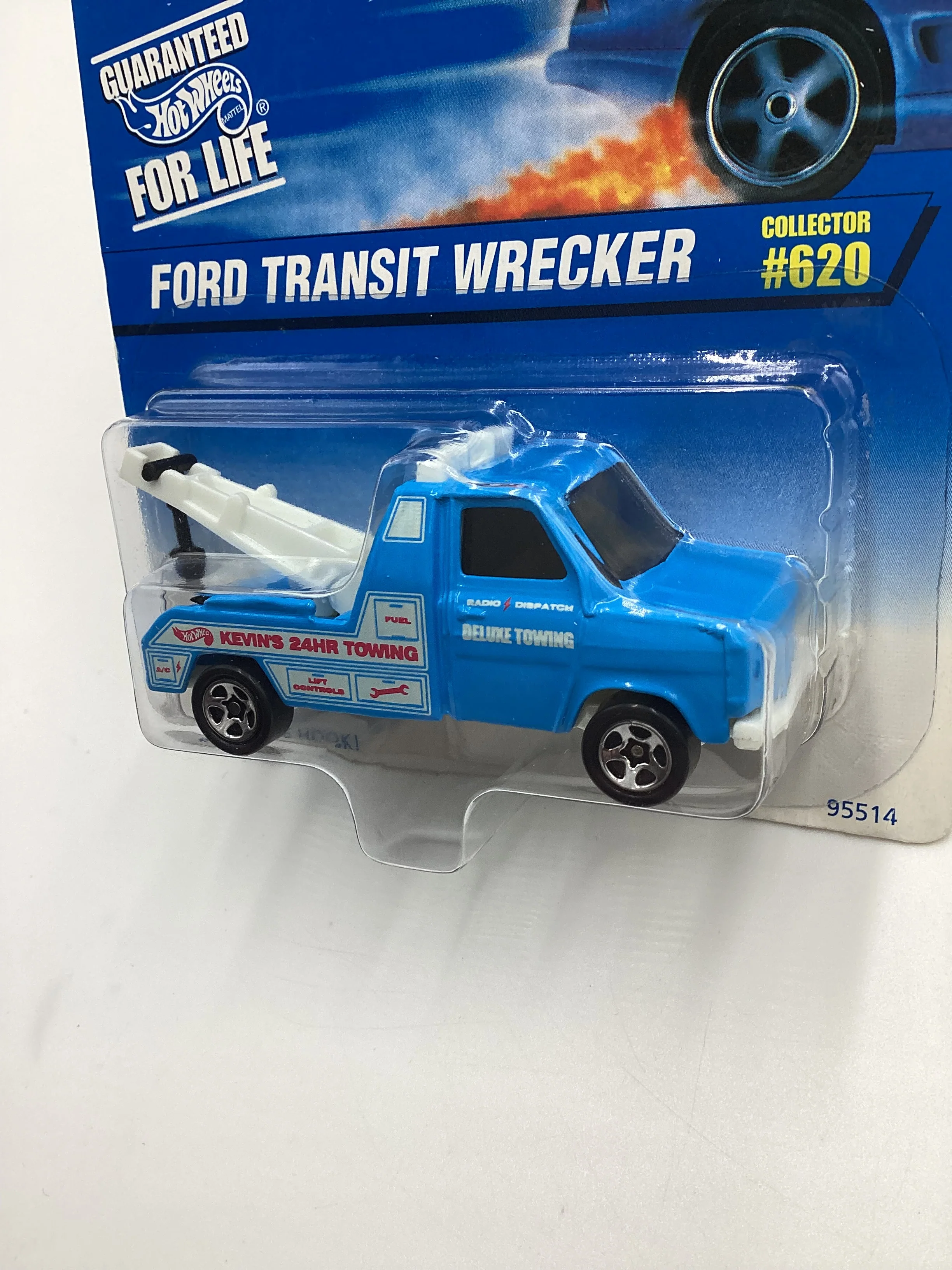 1996 Hot Wheels Collector #620 Ford Transit Wrecker Light Blue 240D - Image 4