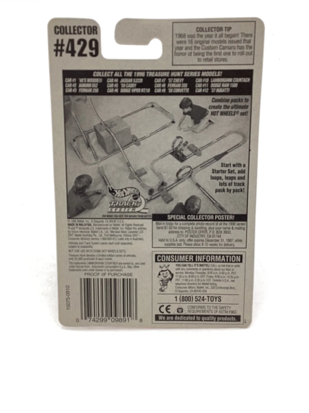 1996 Hot Wheels Treasure Hunt #429 Lamborghin Countach with Protector - Image 6