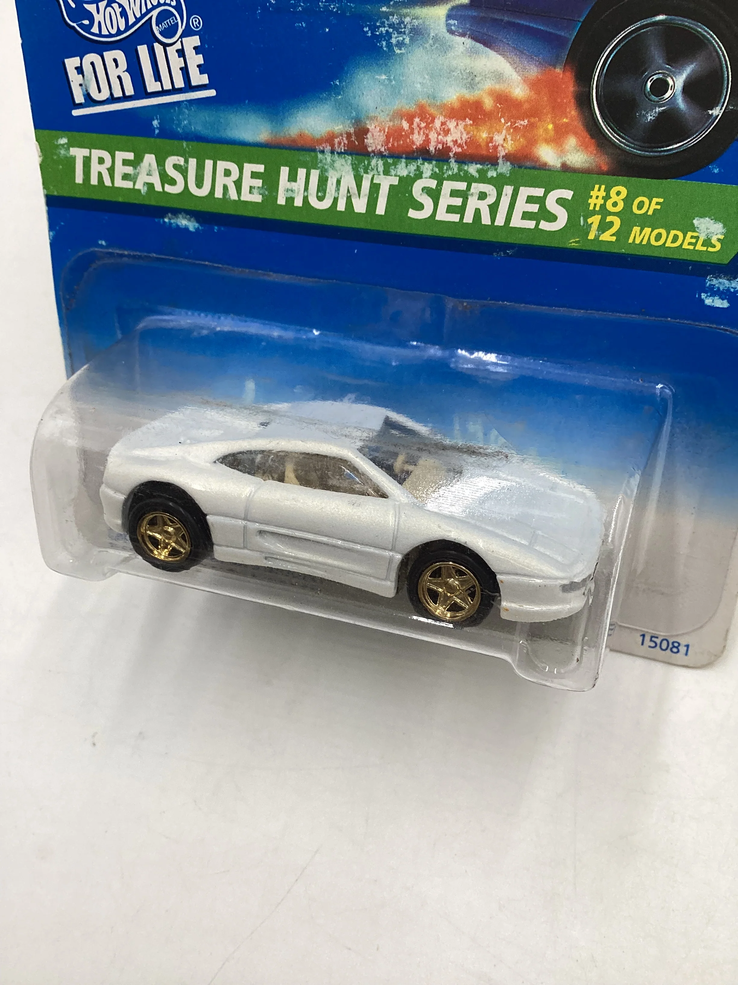 1996 Hot Wheels Treasure Hunt Series 8/12 Ferrari 355 White #435 *Bad Card* W/Protector - Image 5