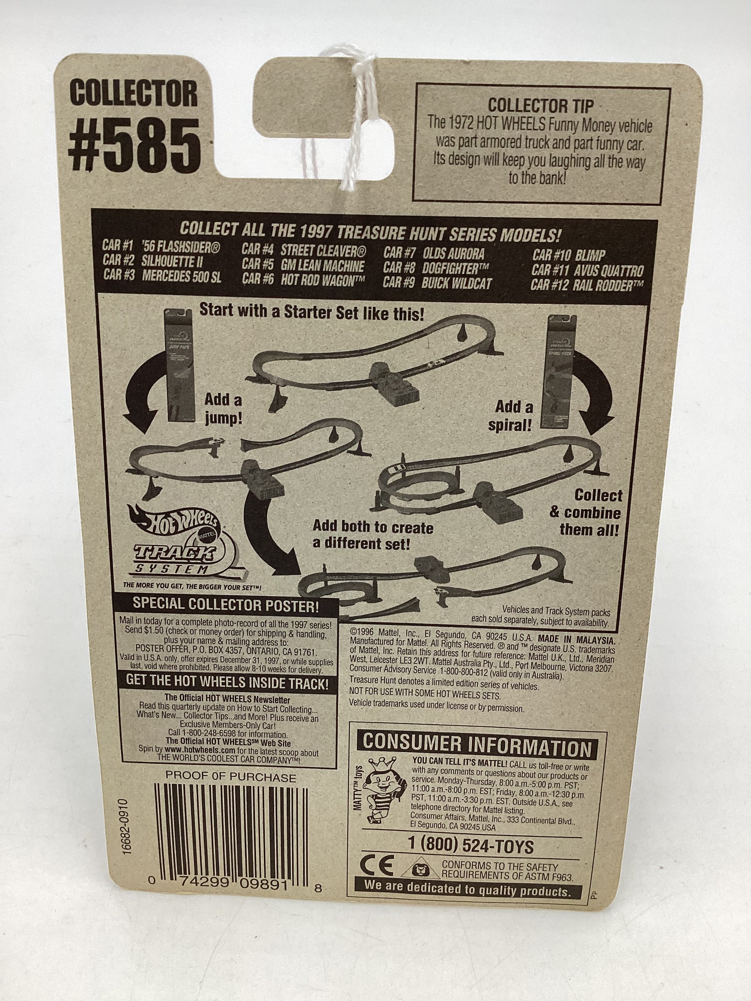 1997 Hot Wheels Treasure Hunt 8/12 Dogfighter #585 274C - Image 7