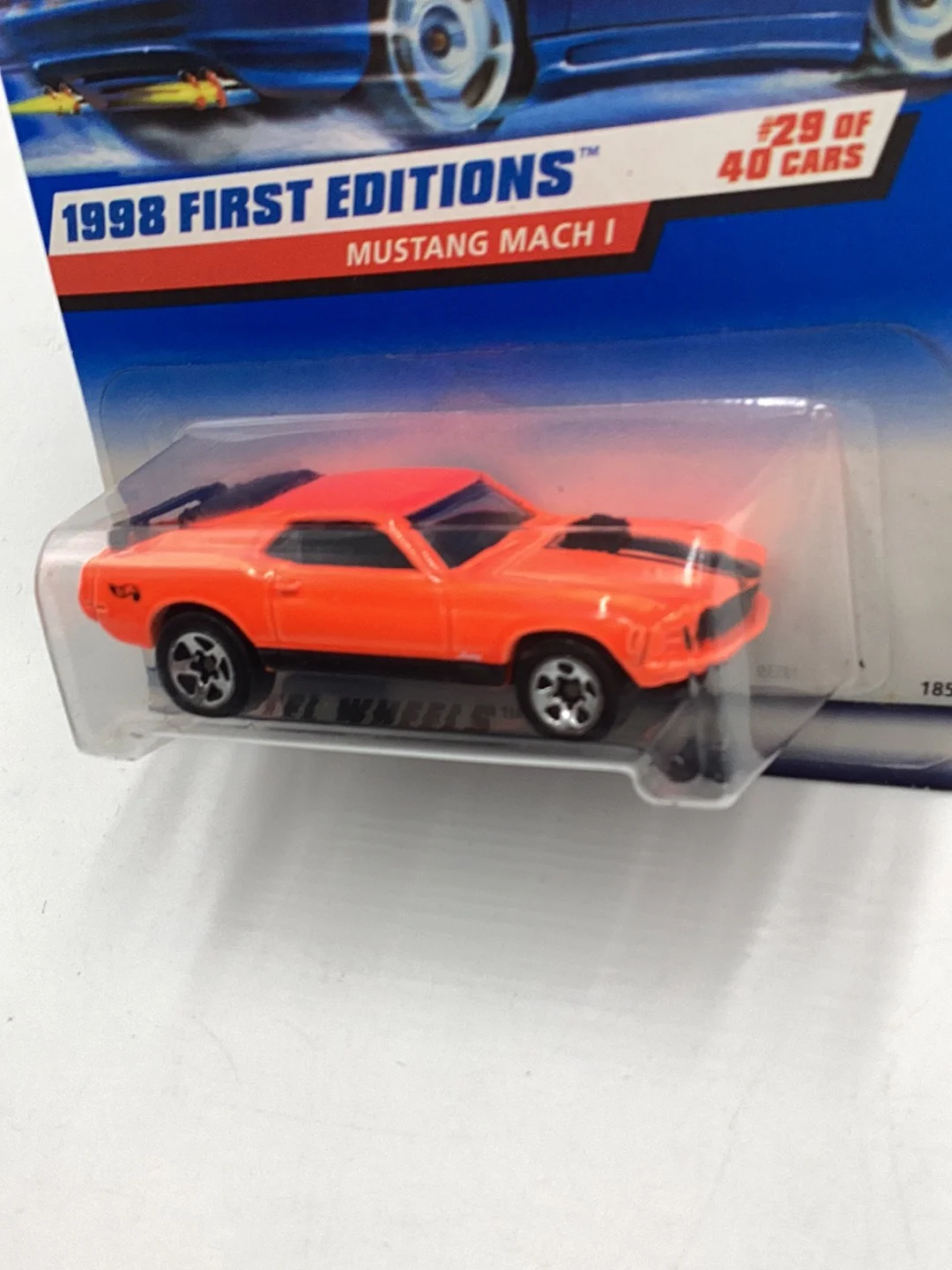 1998 hot wheels #670 Mustang Mach 1 Orange tough color to find with protector - Image 4