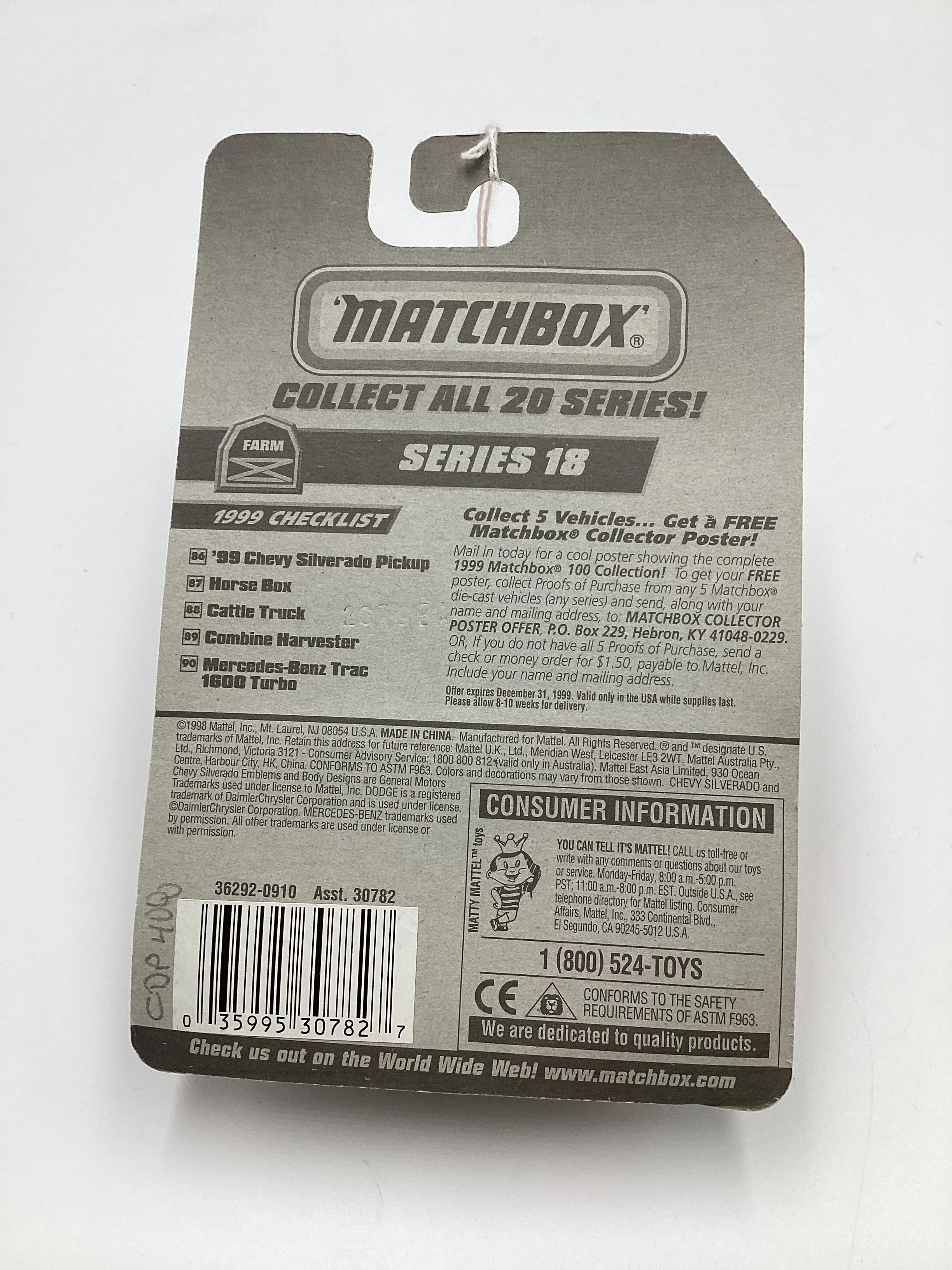 1998 Matchbox #88 Cattle Truck 206E - Image 7
