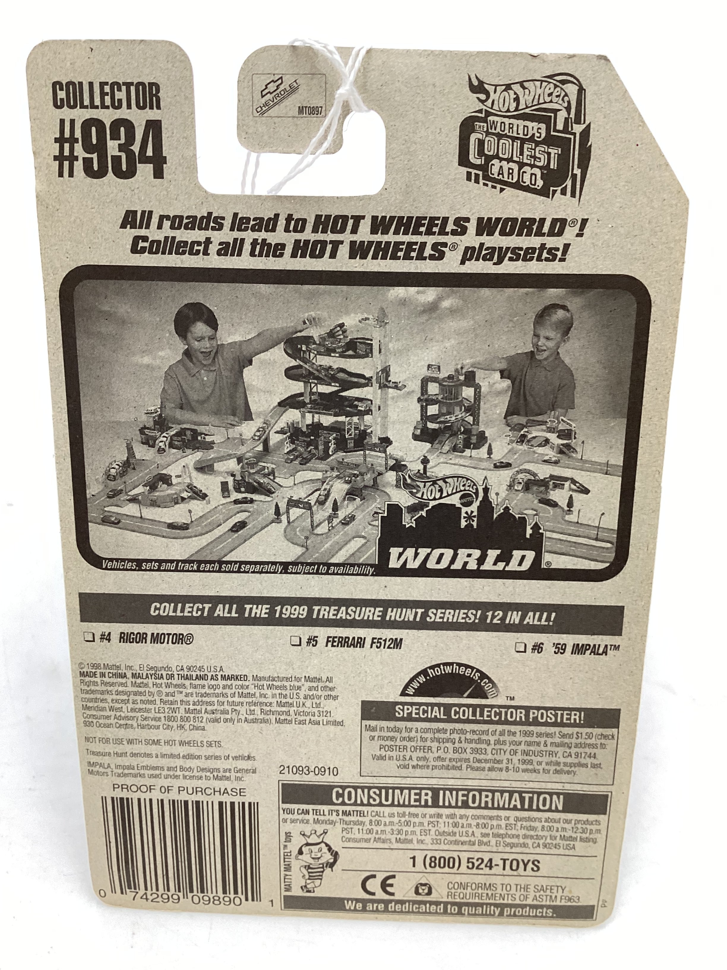 1999 Hot Wheels Treasure Hunt Series 6/12 59 Impala #934 277M - Image 7