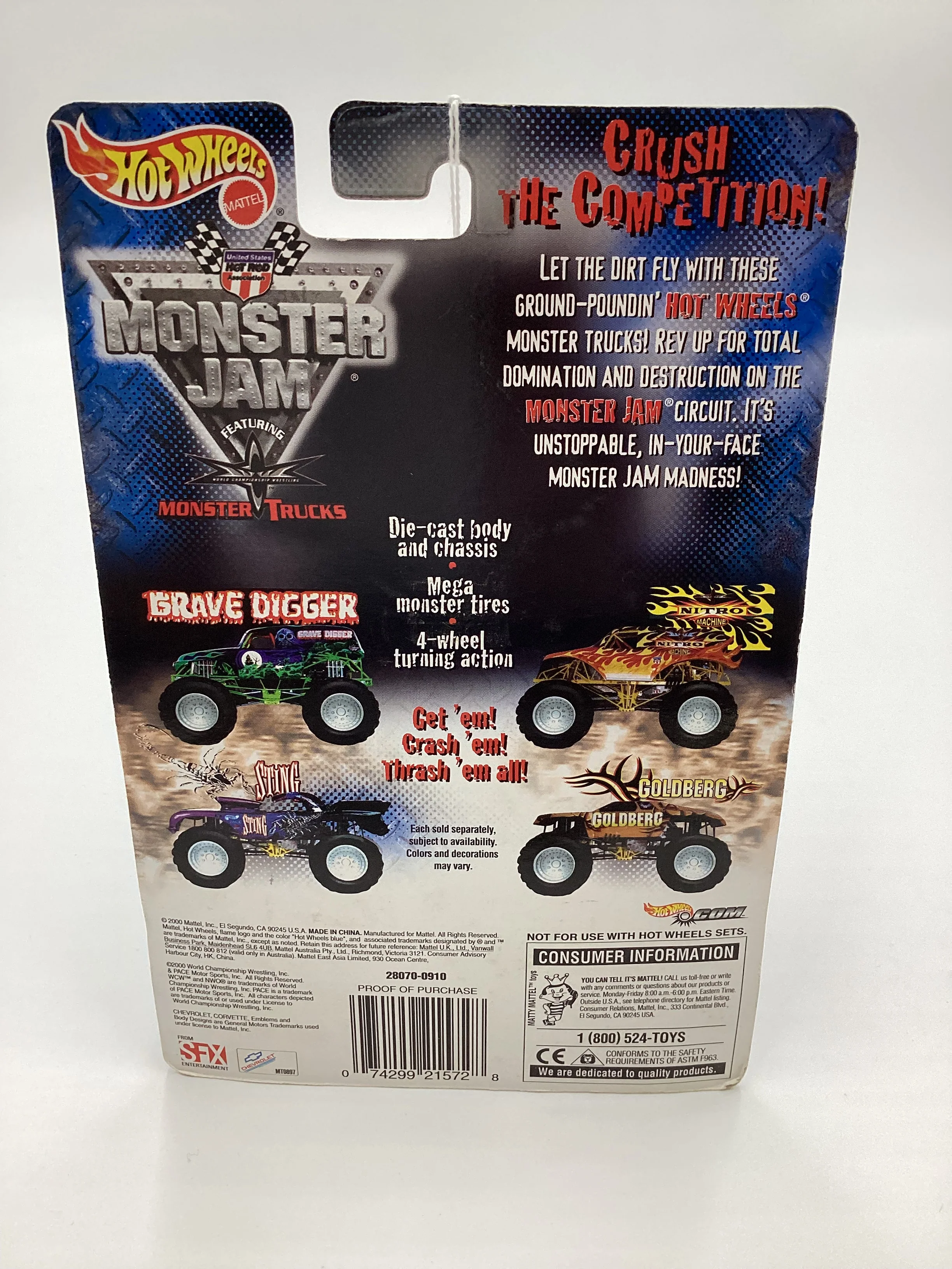 2000 Monster Jam Hot Rod Association Grave Digger Long Card 125F - Image 7