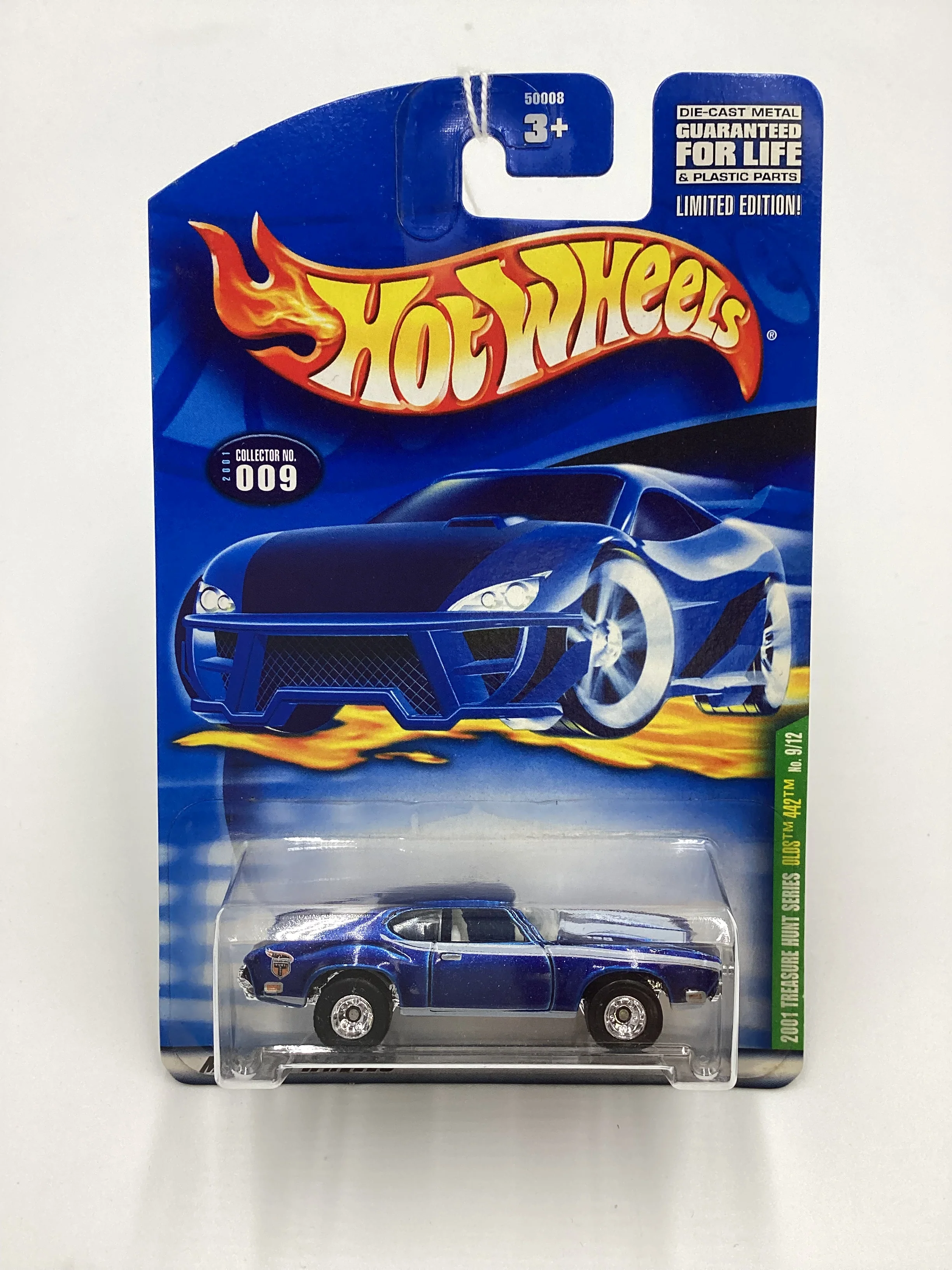 2001 Hot Wheels Treasure Hunt #009 Olds 442 Blue with protector - Image 2