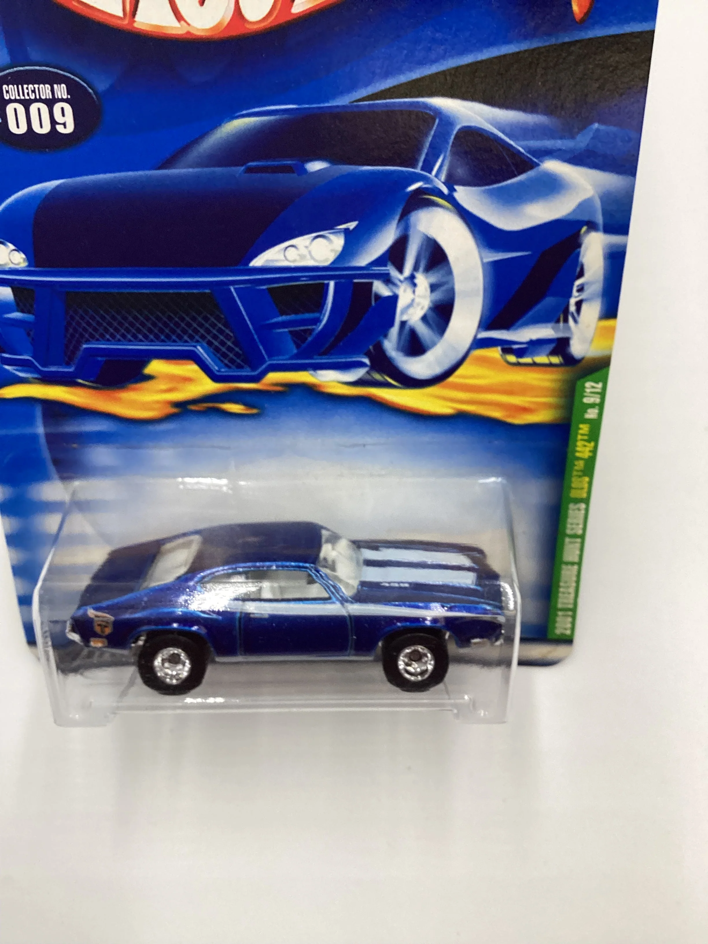 2001 Hot Wheels Treasure Hunt #009 Olds 442 Blue with protector - Image 6