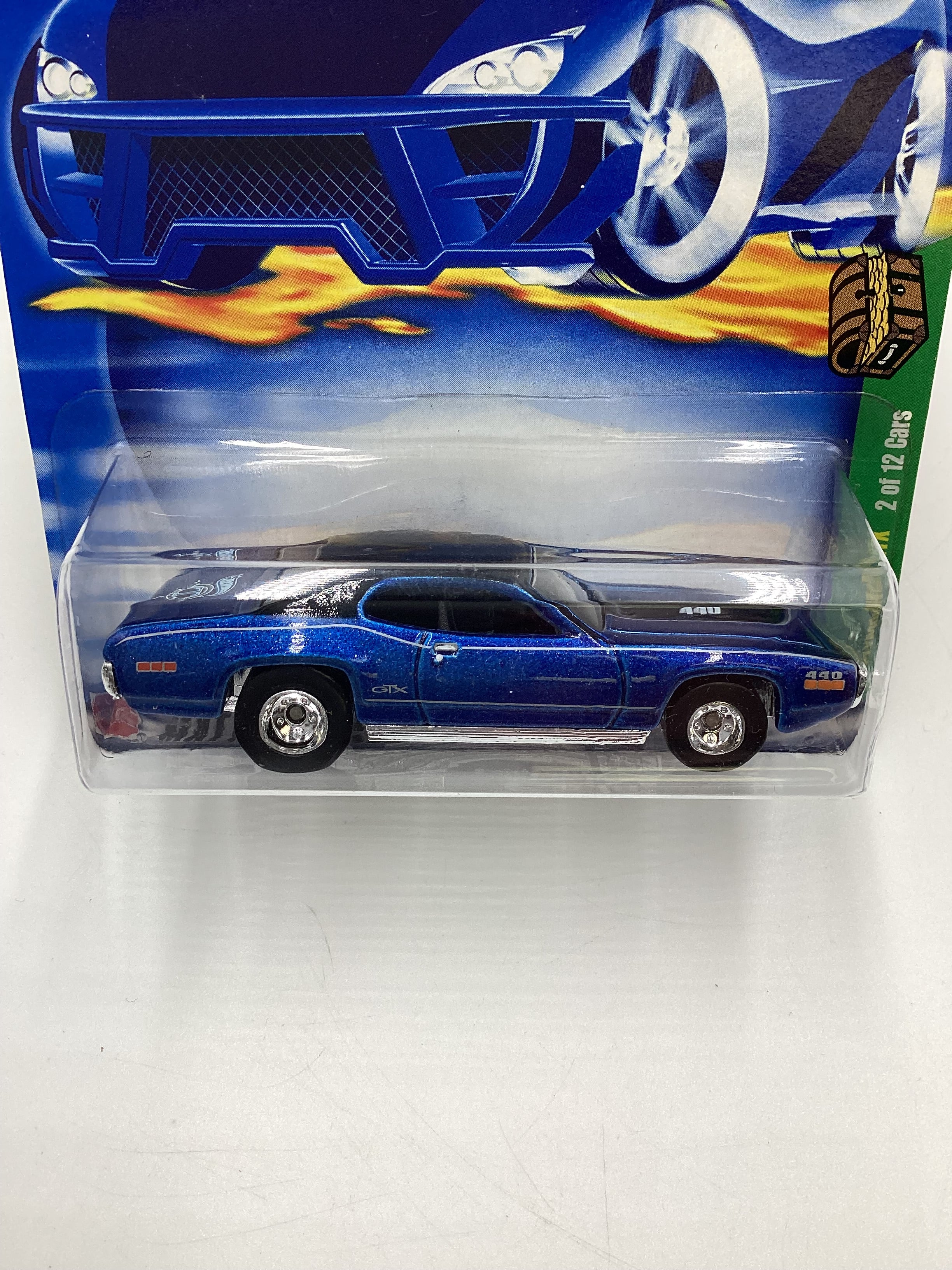 2002 Hot Wheels Treasure Hunt Real Riders #2 71 Plymouth GTX Blue 277C - Image 3