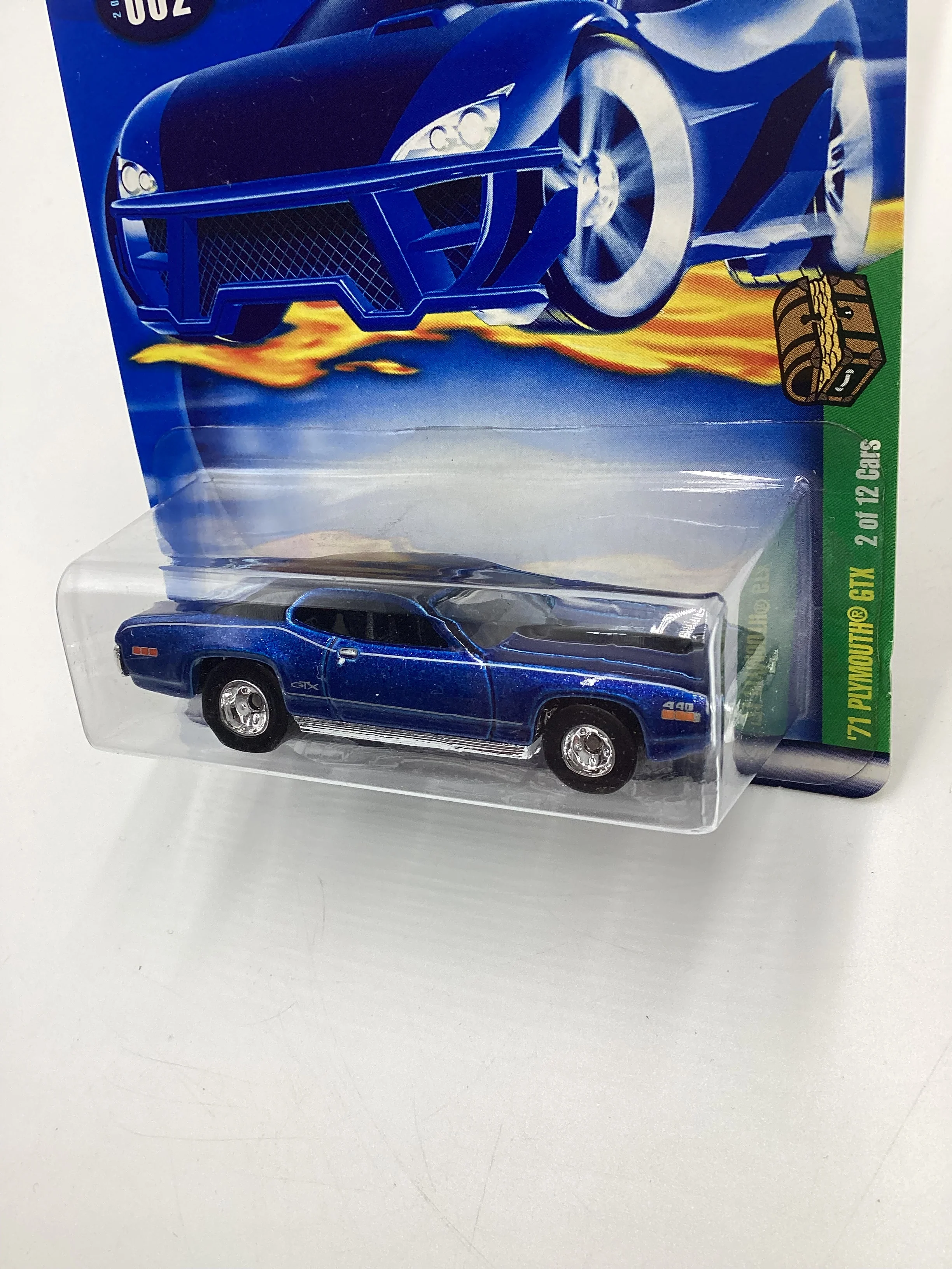 2002 Hot Wheels Treasure Hunt Real Riders #2 71 Plymouth GTX Blue 277C - Image 4