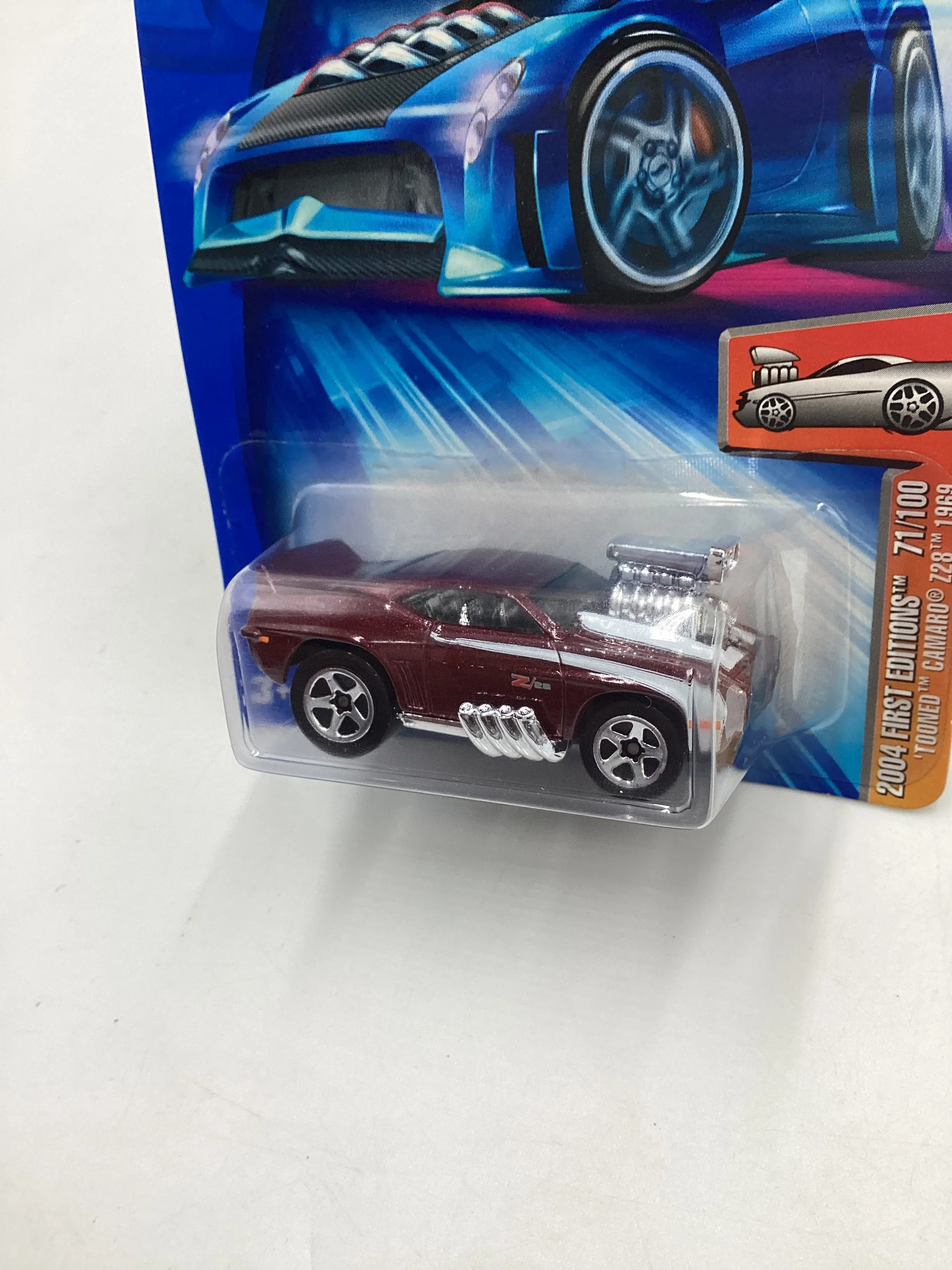 2004 Hot Wheels First Editions #071 Tooned Camaro Z28 1969 Maroon 12F - Image 4