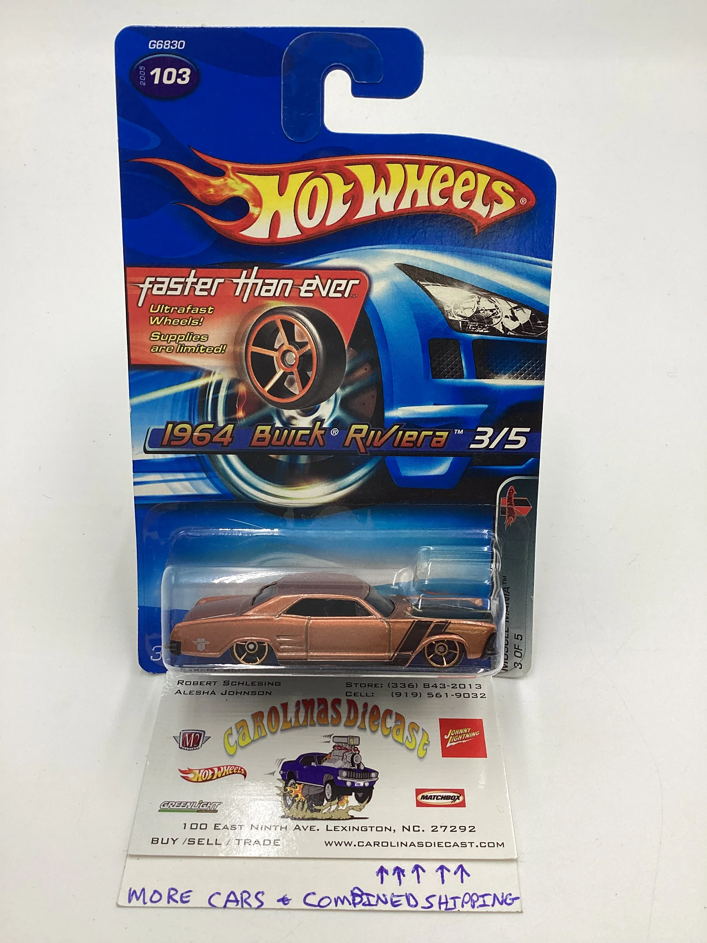 2005 Hot Wheels #103 1964 Buick Rivera Copper FTE faster than ever Wheels W/ protector
