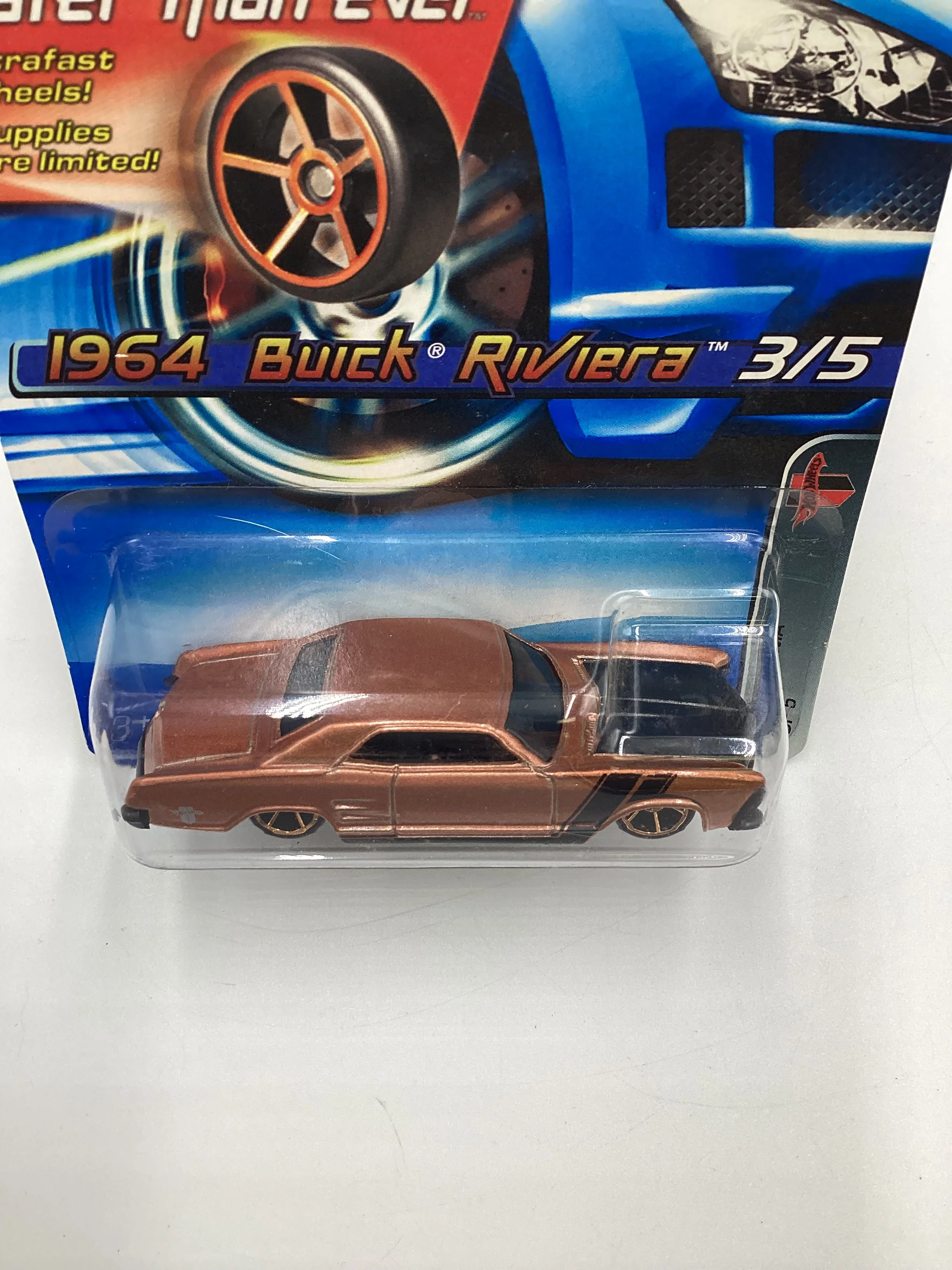2005 Hot Wheels #103 1964 Buick Rivera Copper FTE faster than ever Wheels W/ protector - Image 6