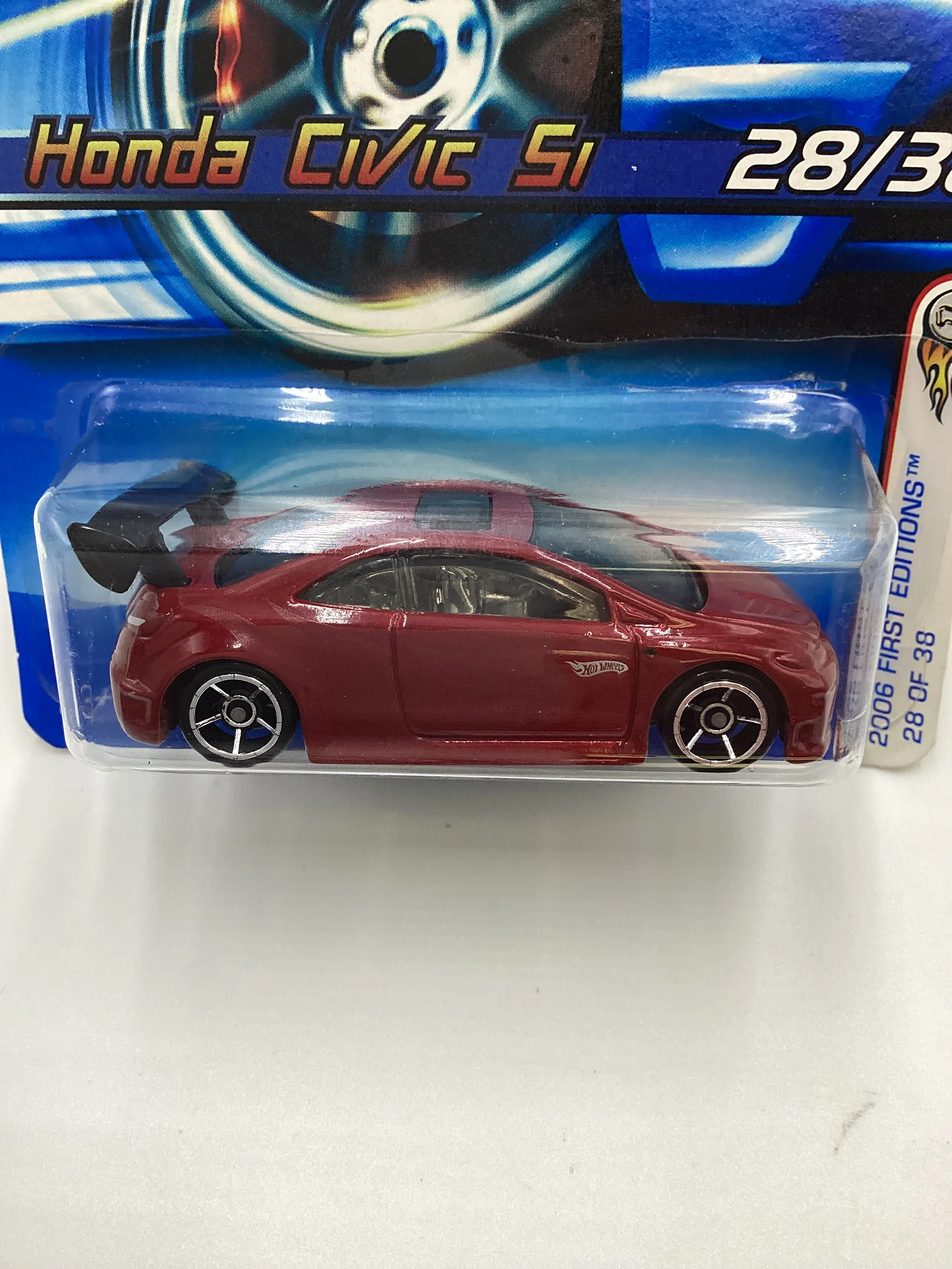 2006 Hot wheels #028 Honda Civic Si Red OH5 Chrome Wheels SR - Image 3