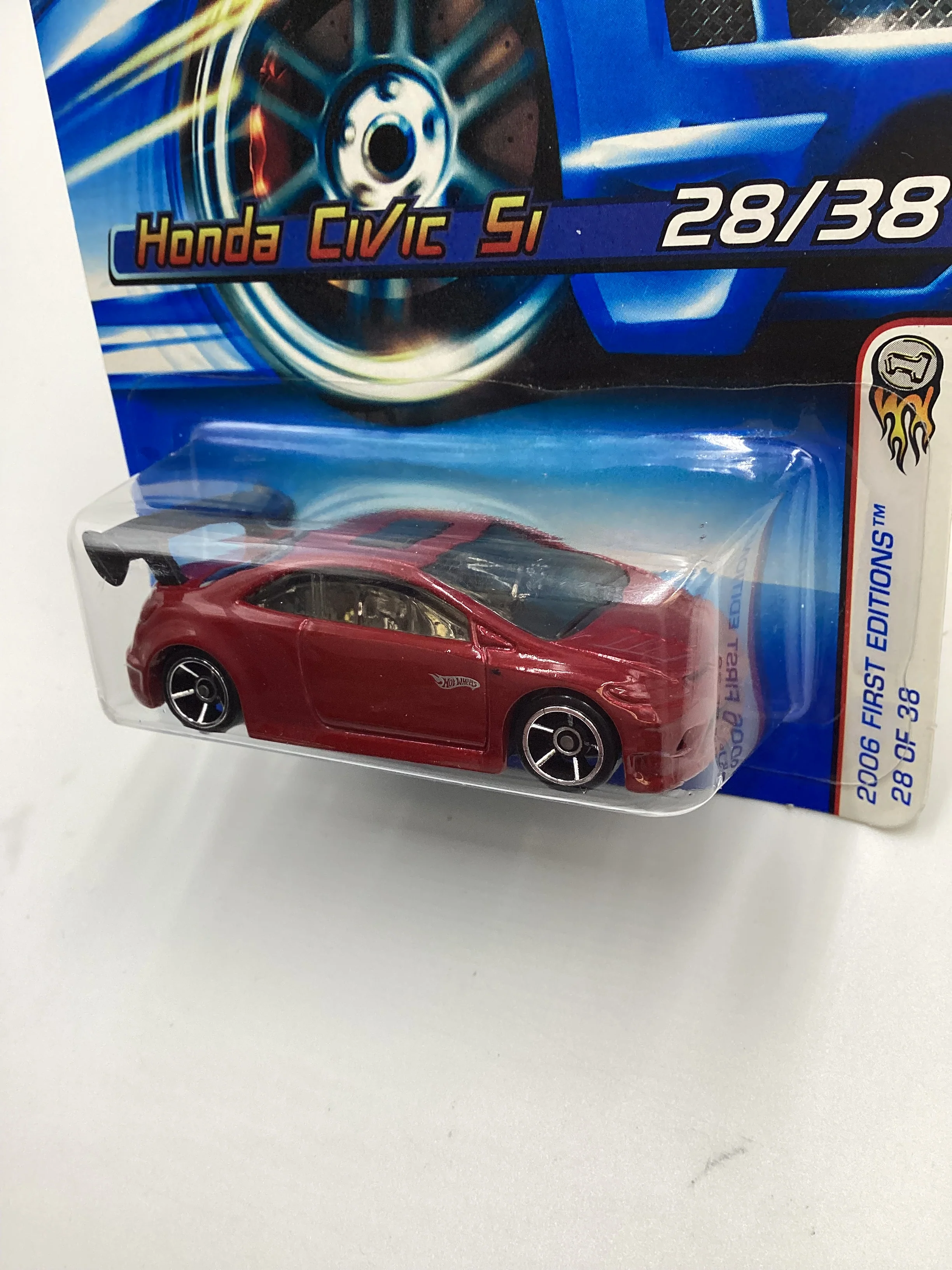 2006 Hot wheels #028 Honda Civic Si Red OH5 Chrome Wheels SR - Image 4