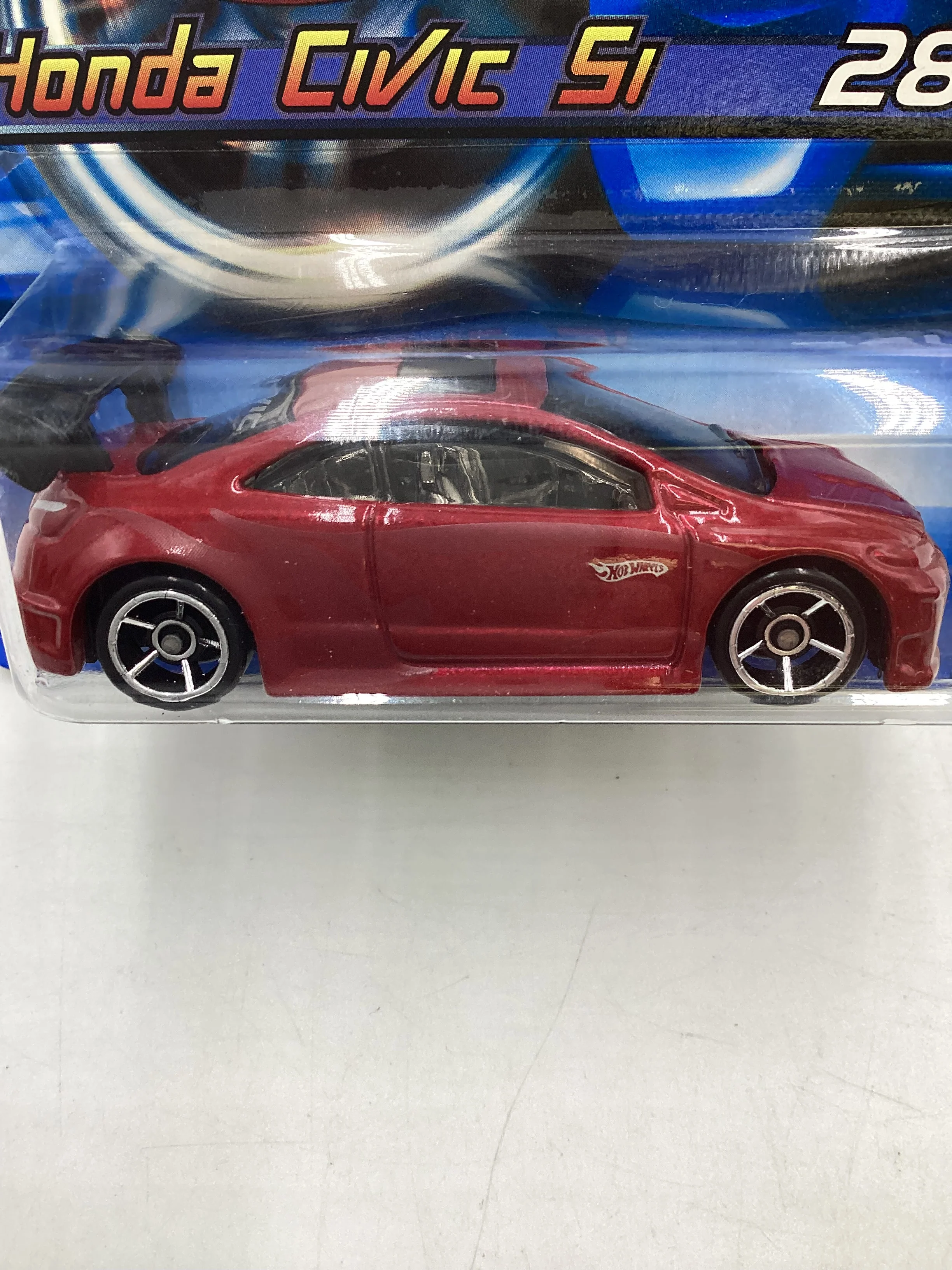 2006 Hot wheels #028 Short Card Faster Than Ever Red Honda Civic Si - Image 2