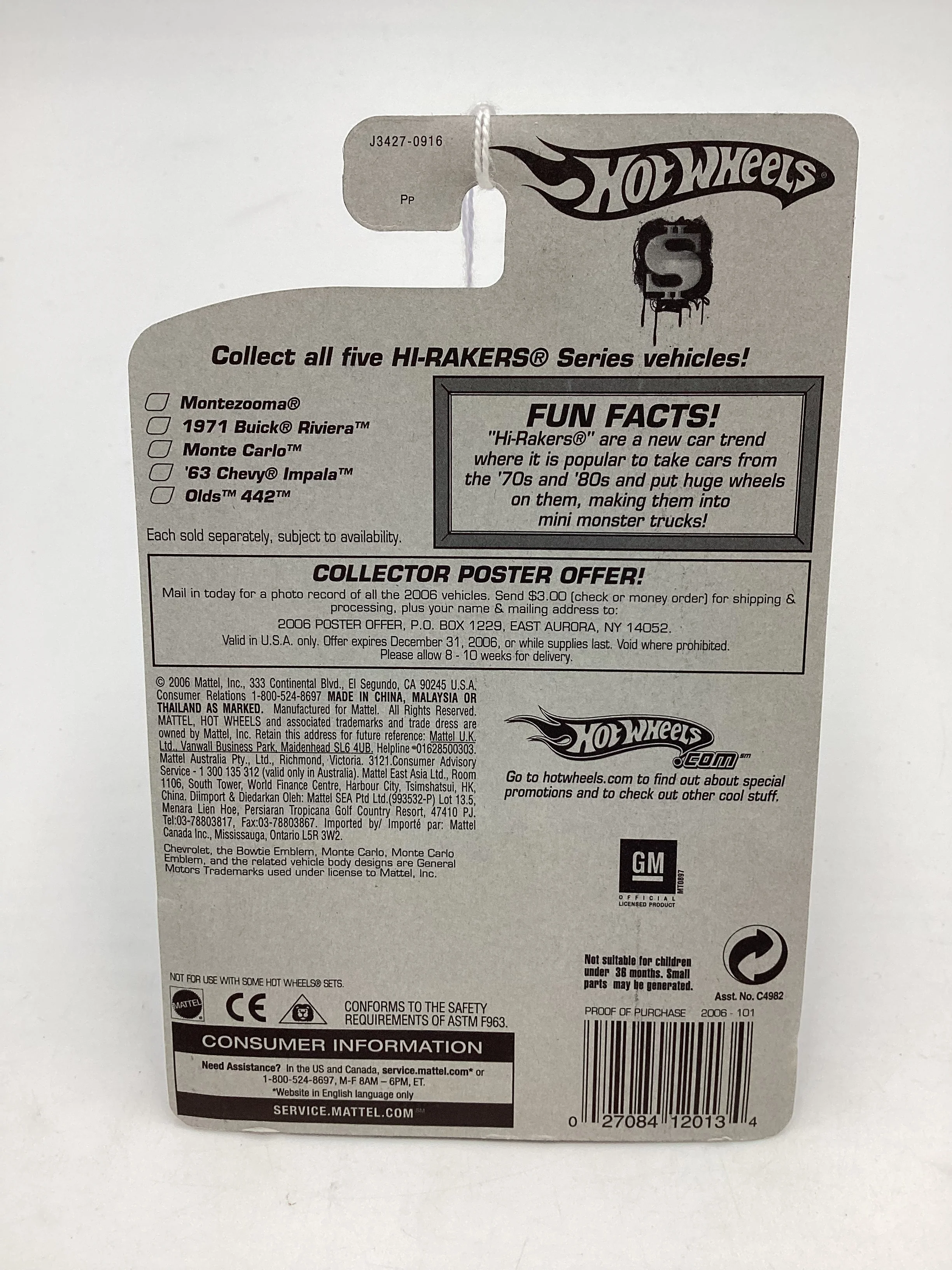 2006 Hot Wheels #101 Hi Rakers Montezooma Blue 16H - Image 7