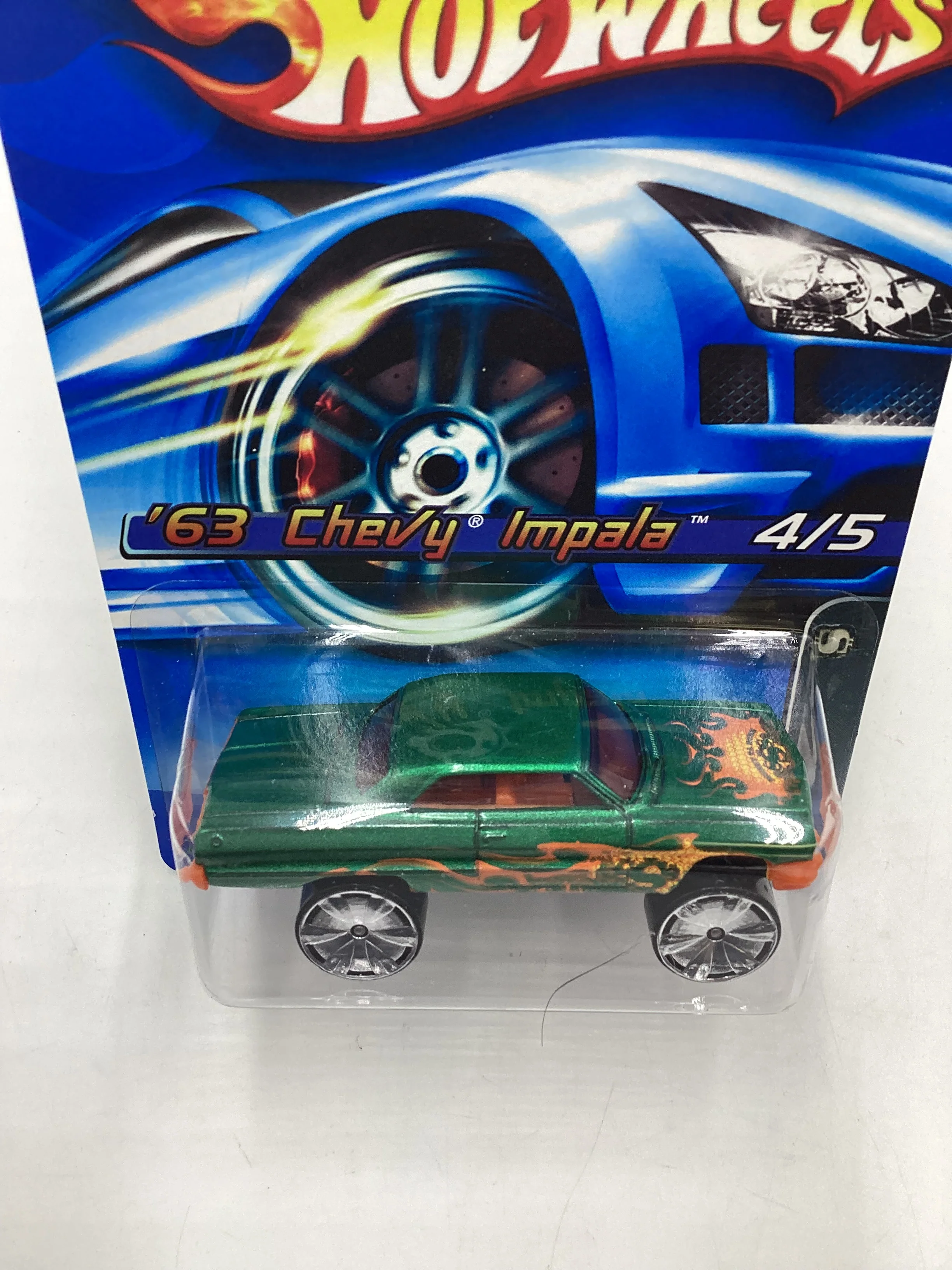 2006 Hot Wheels #104 Hi Rakers 63 Chevy Impala Green 10B - Image 6