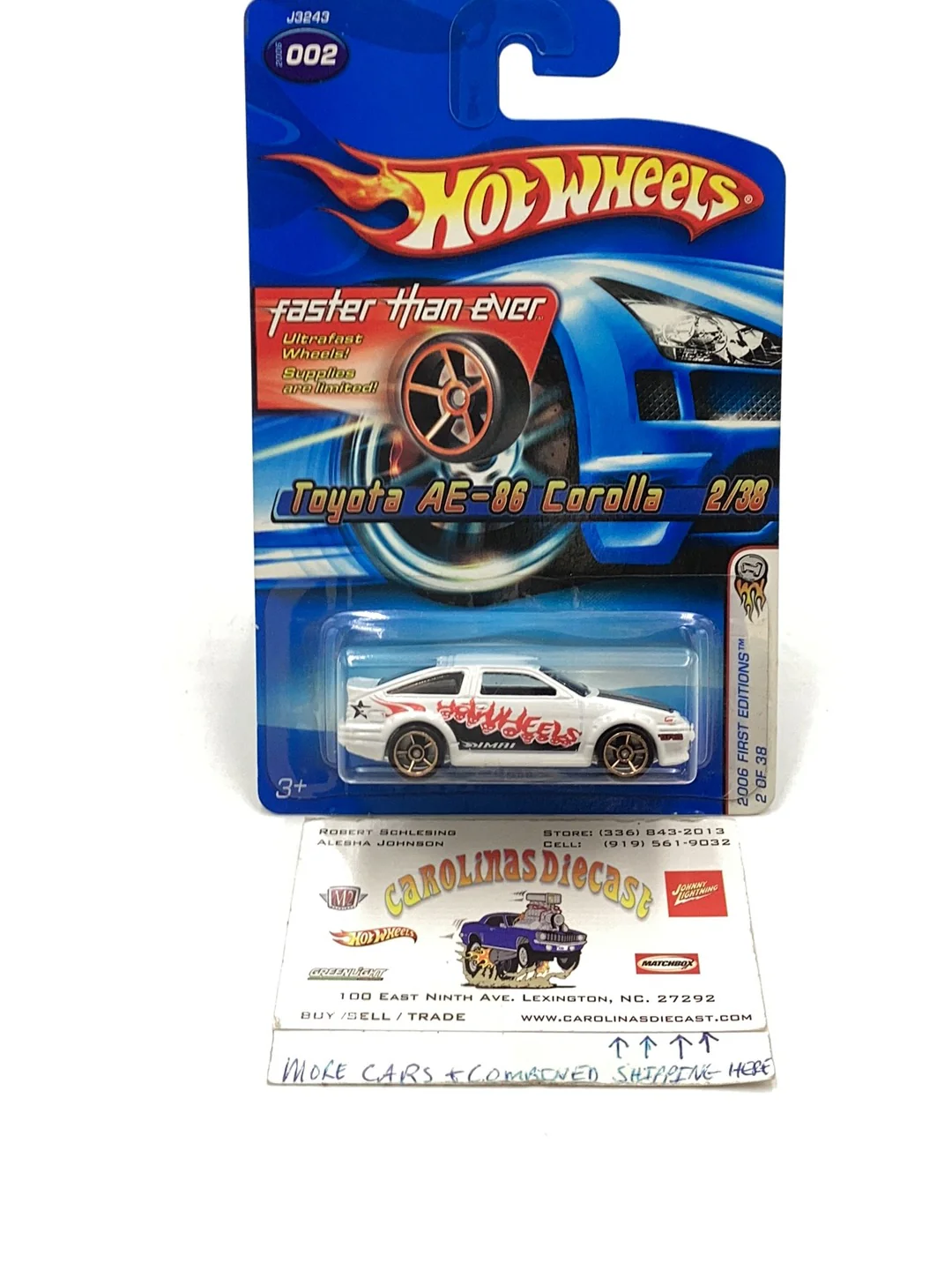 2006 hot wheels #2 Toyota AE 86 Corolla with protector