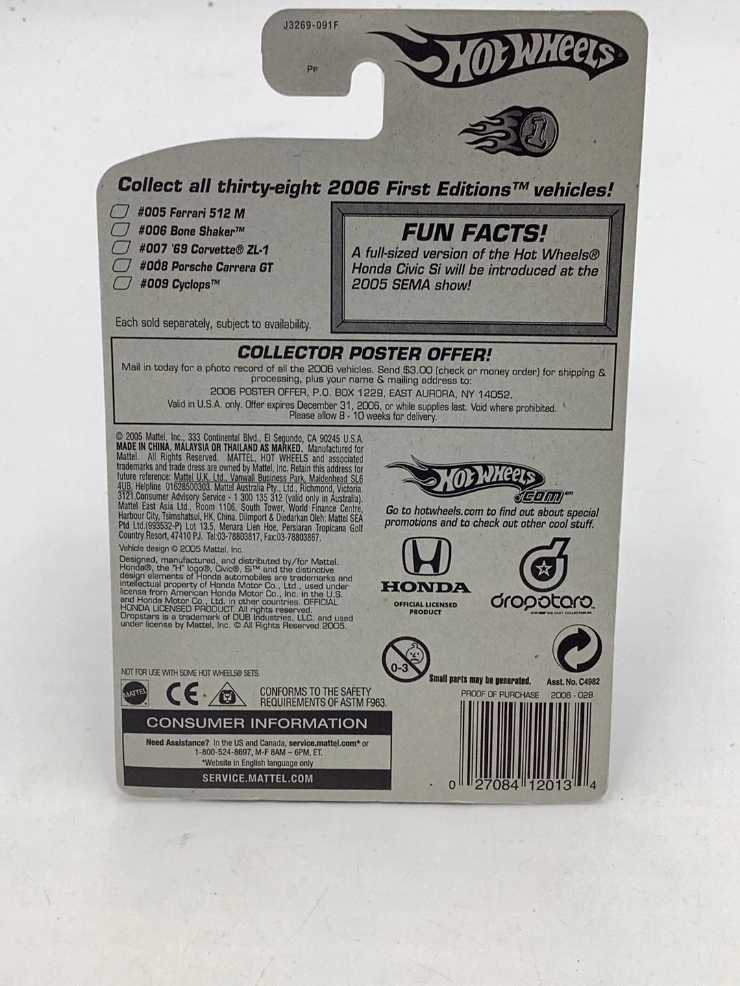 2006 Hot wheels #28 Honda Civic Si FTE Faster Than Ever with protector - Image 7