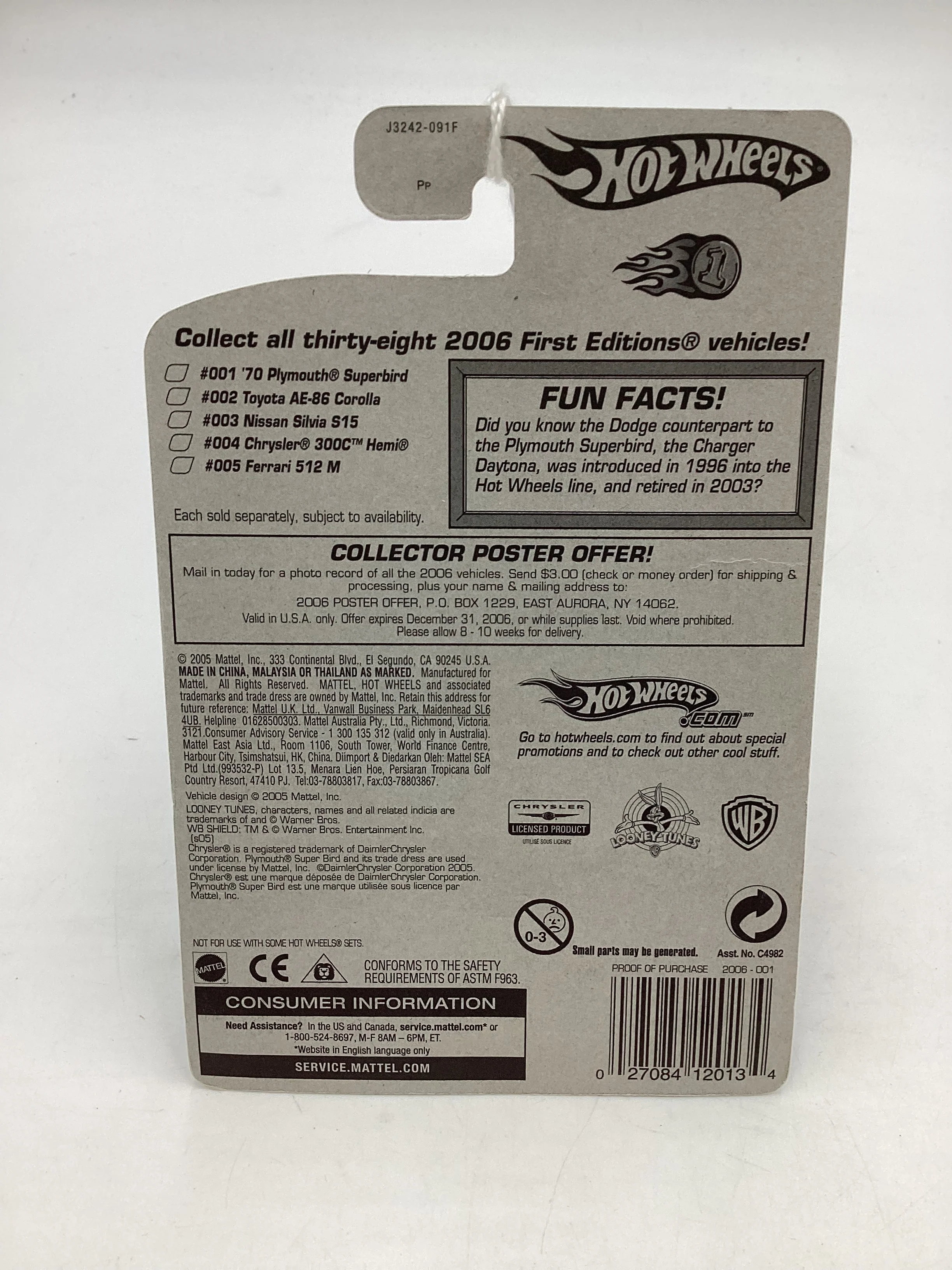 2006 Hot Wheels First Editions #001 70 Plymouth Superbird green FTE 37D *Vein on Card* - Image 7