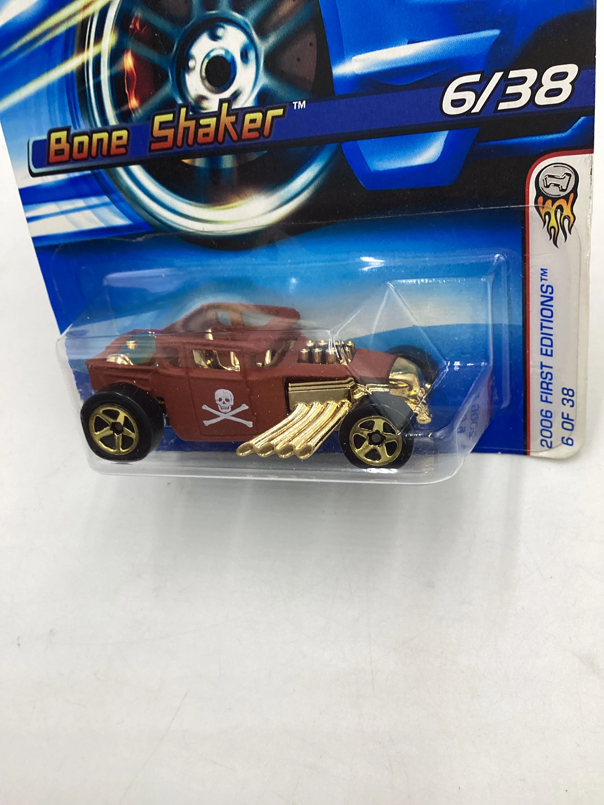 2006 Hot Wheels First Editions #006 Bone Shaker Brown/Gold 56D - Image 4
