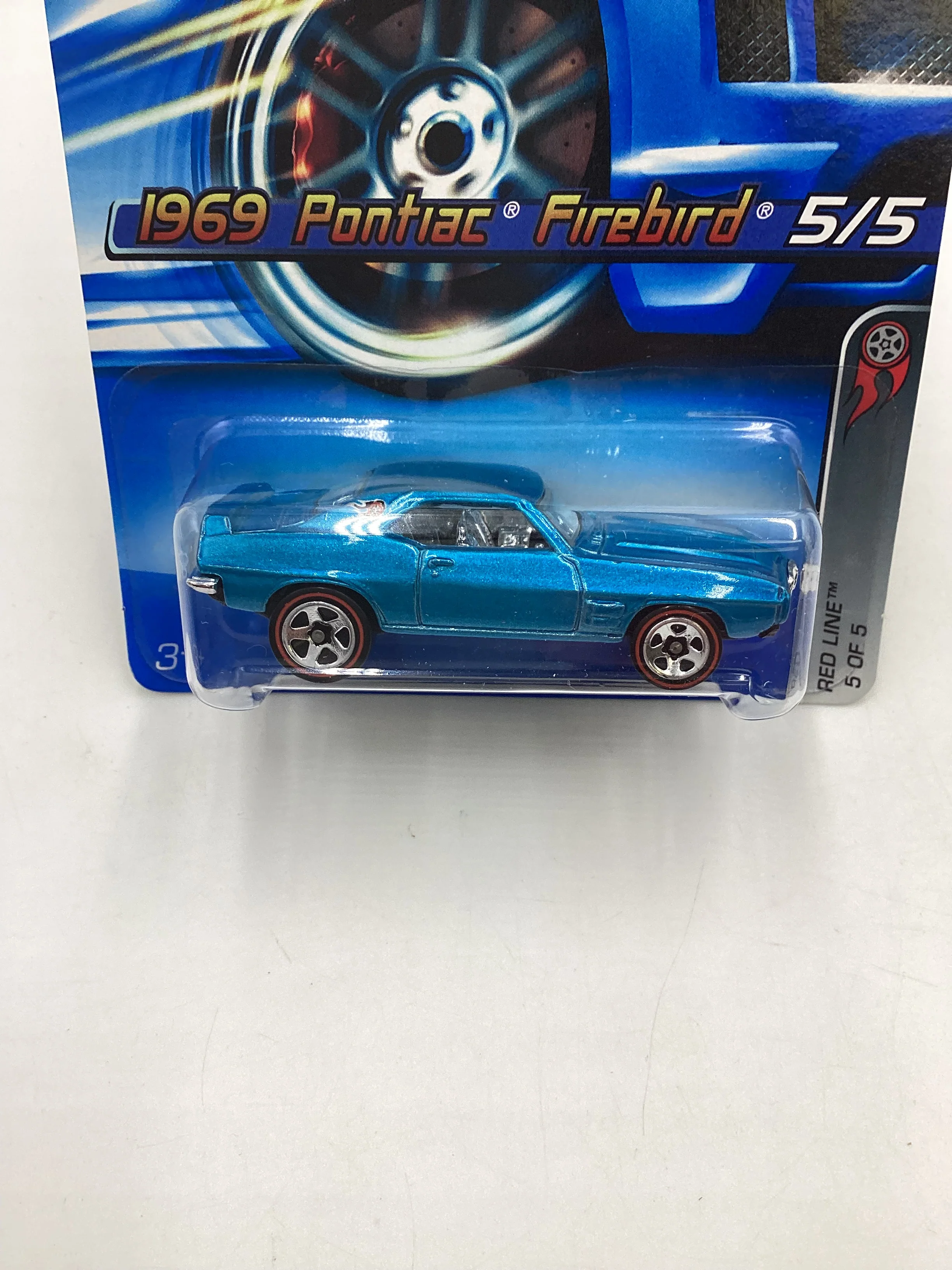 2006 Hot wheels #100 1969 Pontiac Firebird redline Blue 37D - Image 3