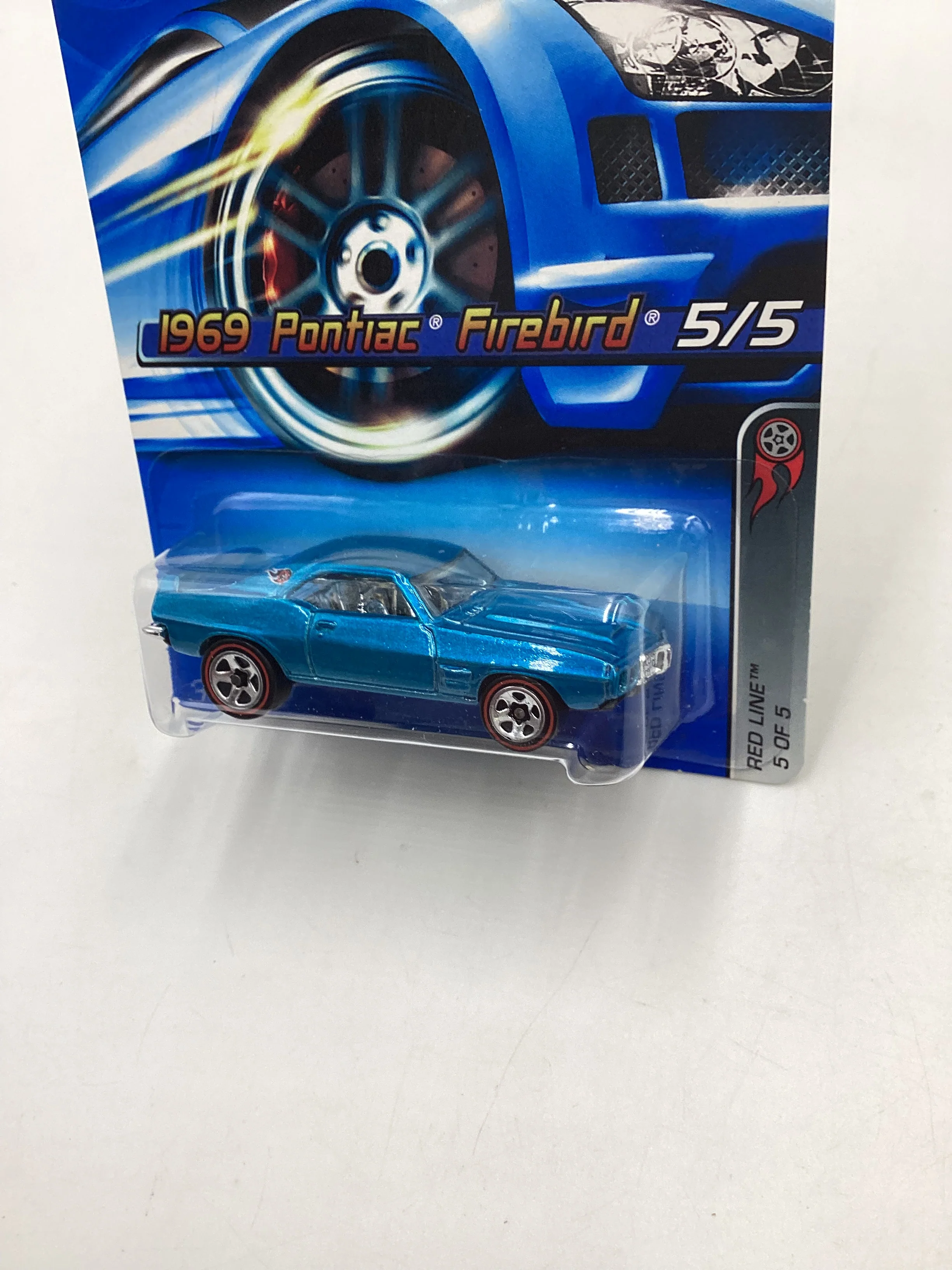2006 Hot wheels #100 1969 Pontiac Firebird redline Blue 37D - Image 4