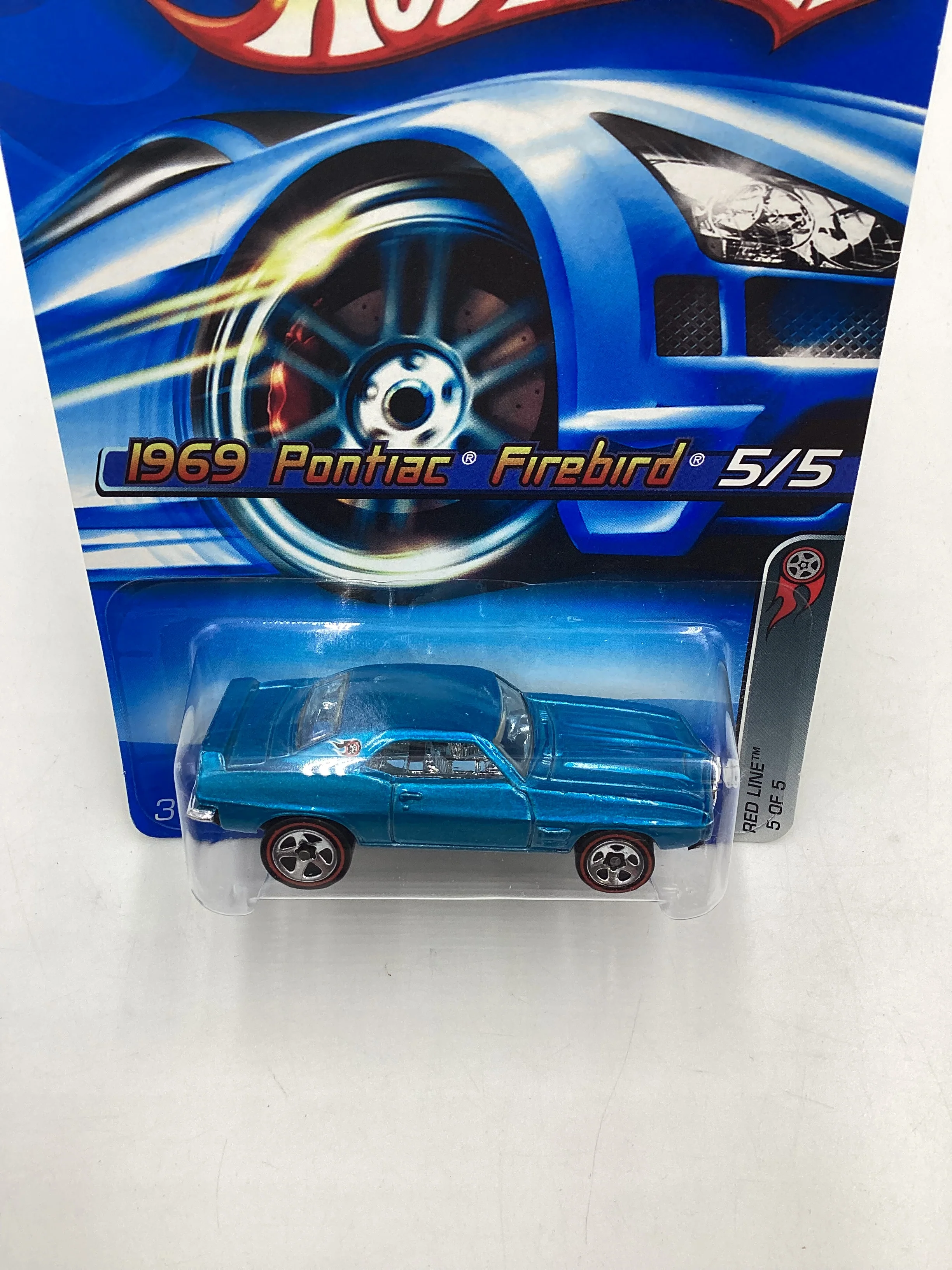 2006 Hot wheels #100 1969 Pontiac Firebird redline Blue 37D - Image 6