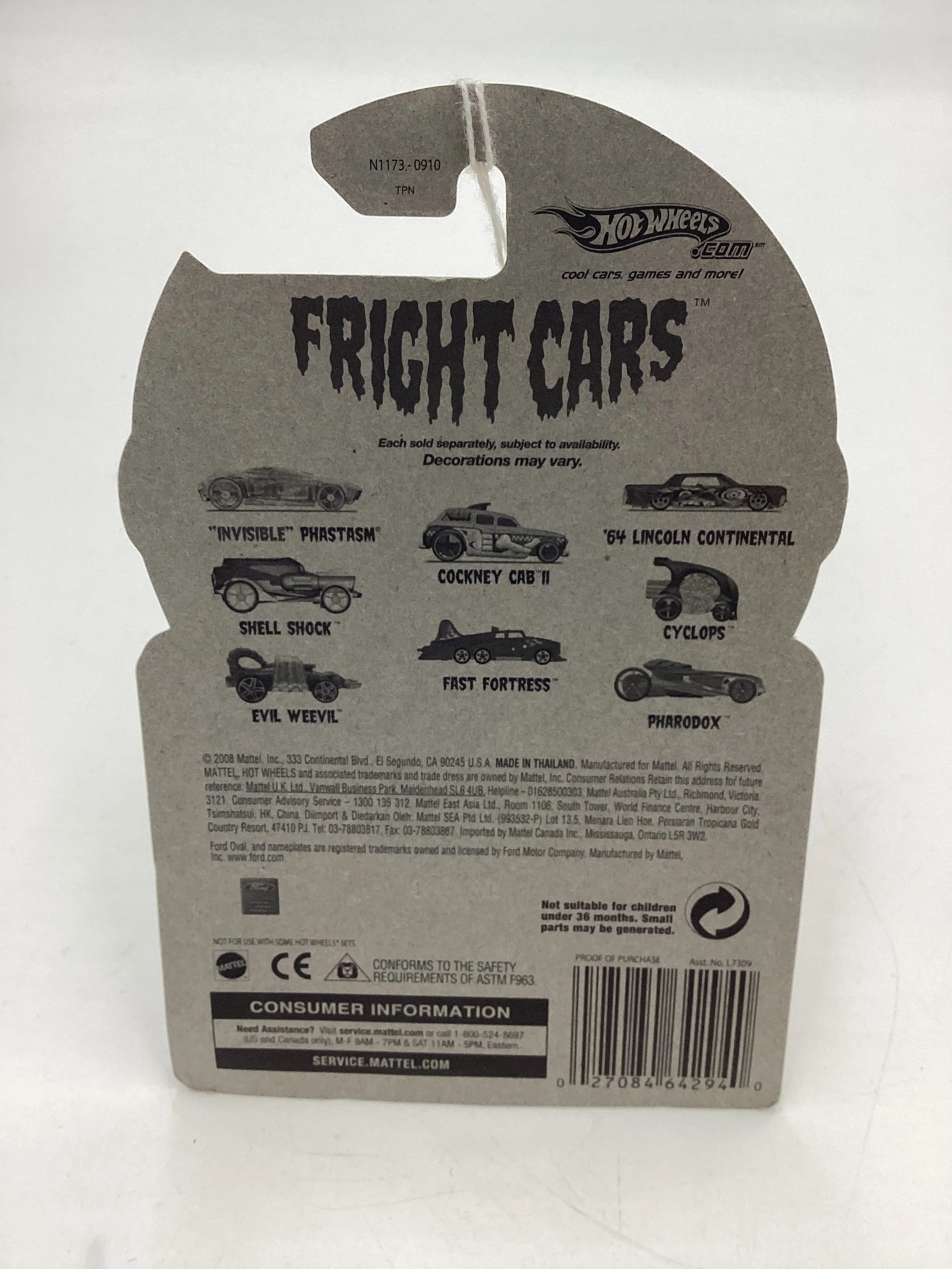 2008 Hot Wheels Fright Cars 64 Lincoln Continental Orange 154H - Image 8