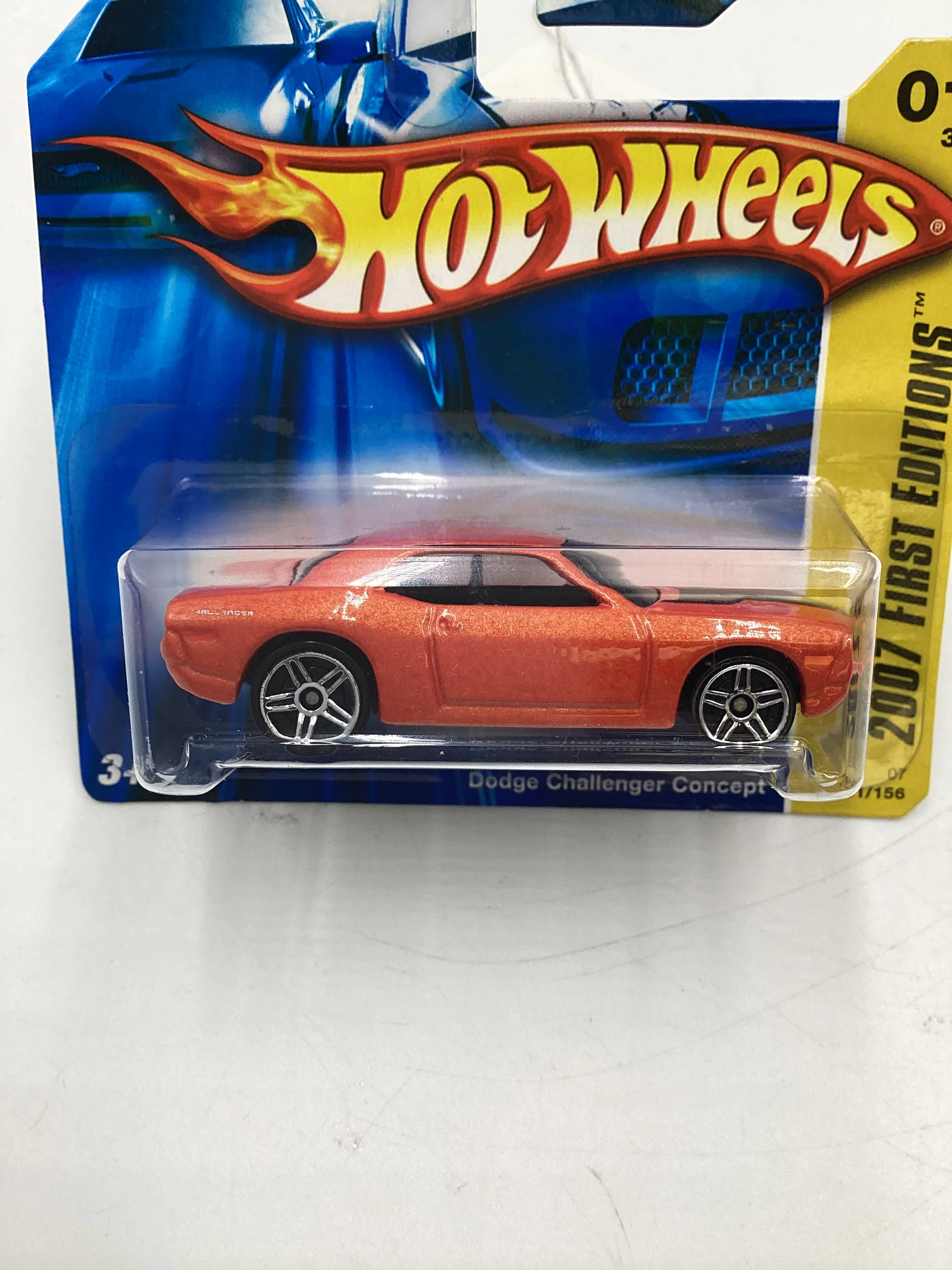 2007 Hot Wheels New Models #1 Dodge Challenger Concept Orange Short Card 46A - Image 2