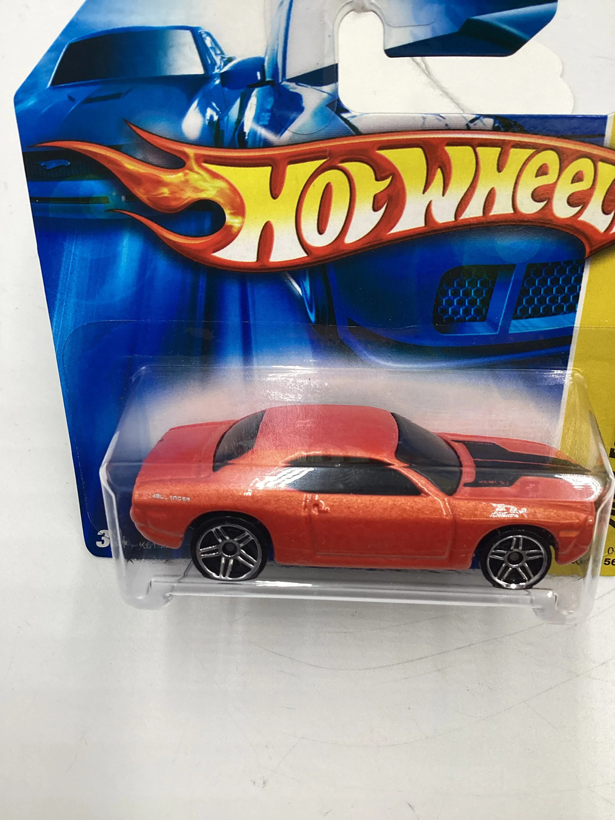 2007 Hot Wheels New Models #1 Dodge Challenger Concept Orange Short Card 46A - Image 3