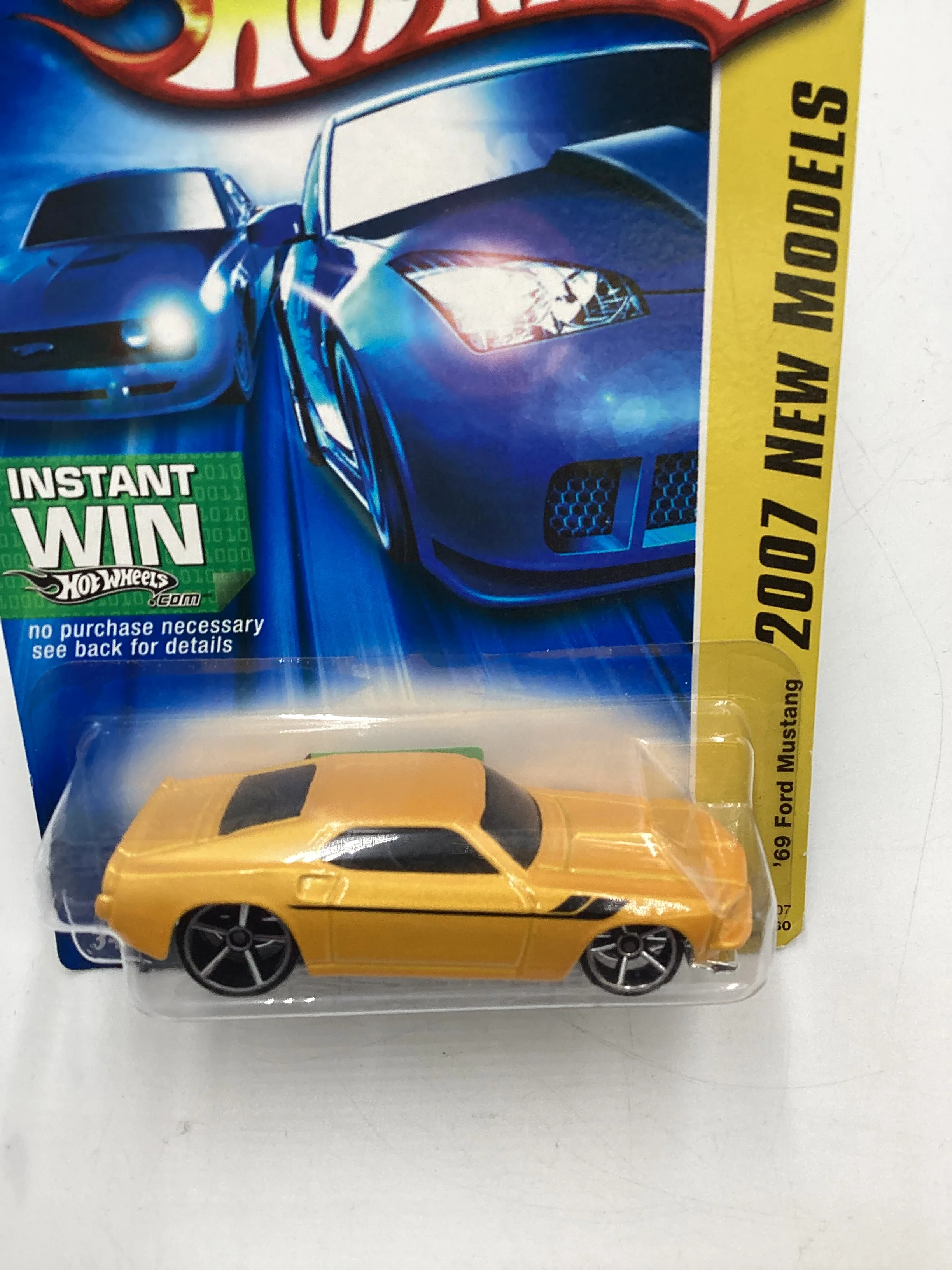 2007 Hot Wheels New Models #4 69 Ford Mustang Yellow 25H - Image 6