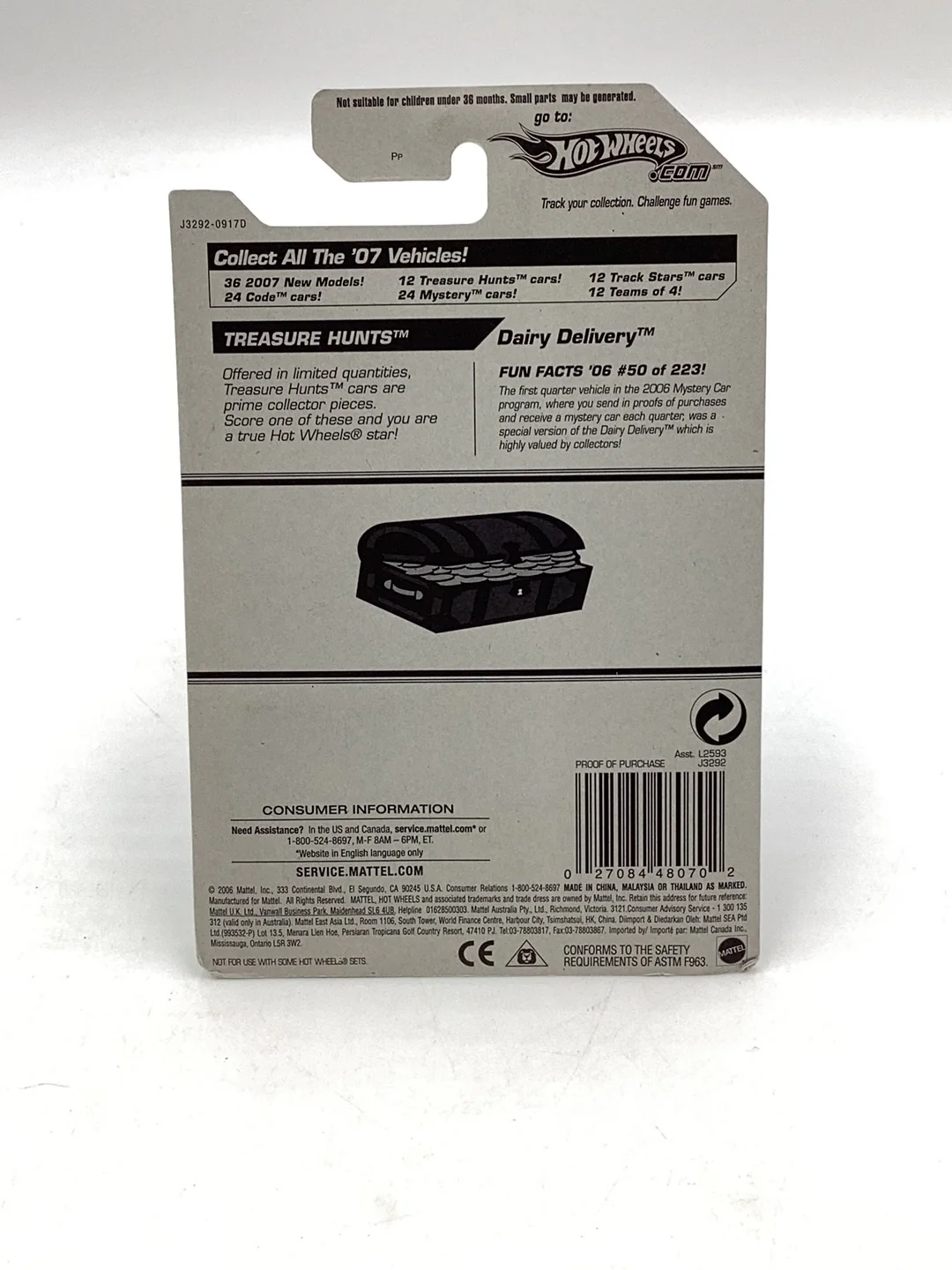 2006 Hot Wheels Treasure Hunt #50 Dairy Delivery with protector - Image 6