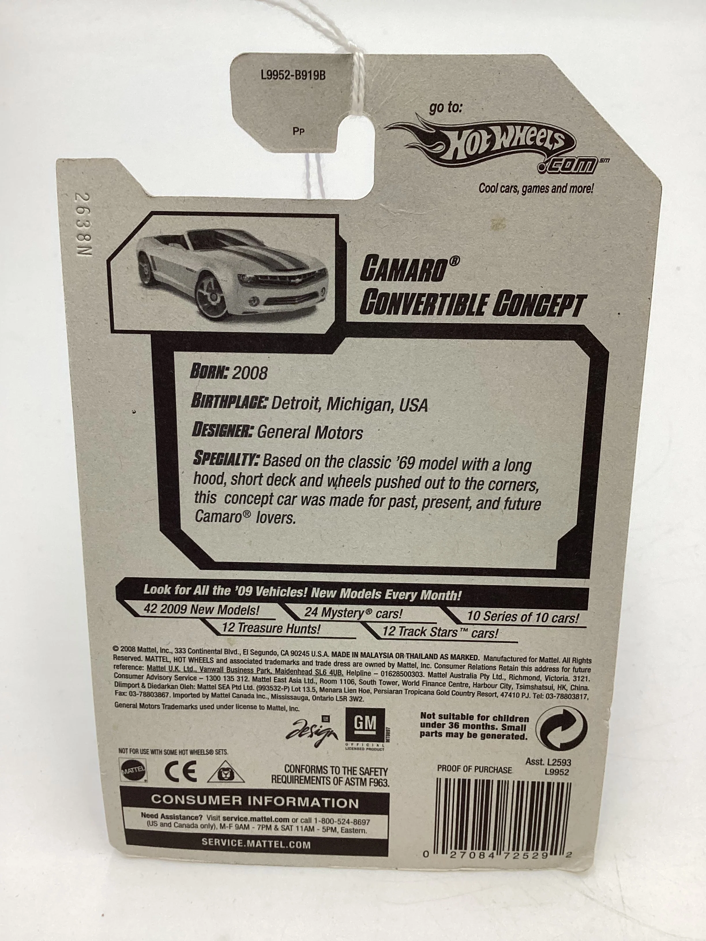 2008 Hot wheels New Models #37 Camaro Concept Convertible White 10H - Image 7