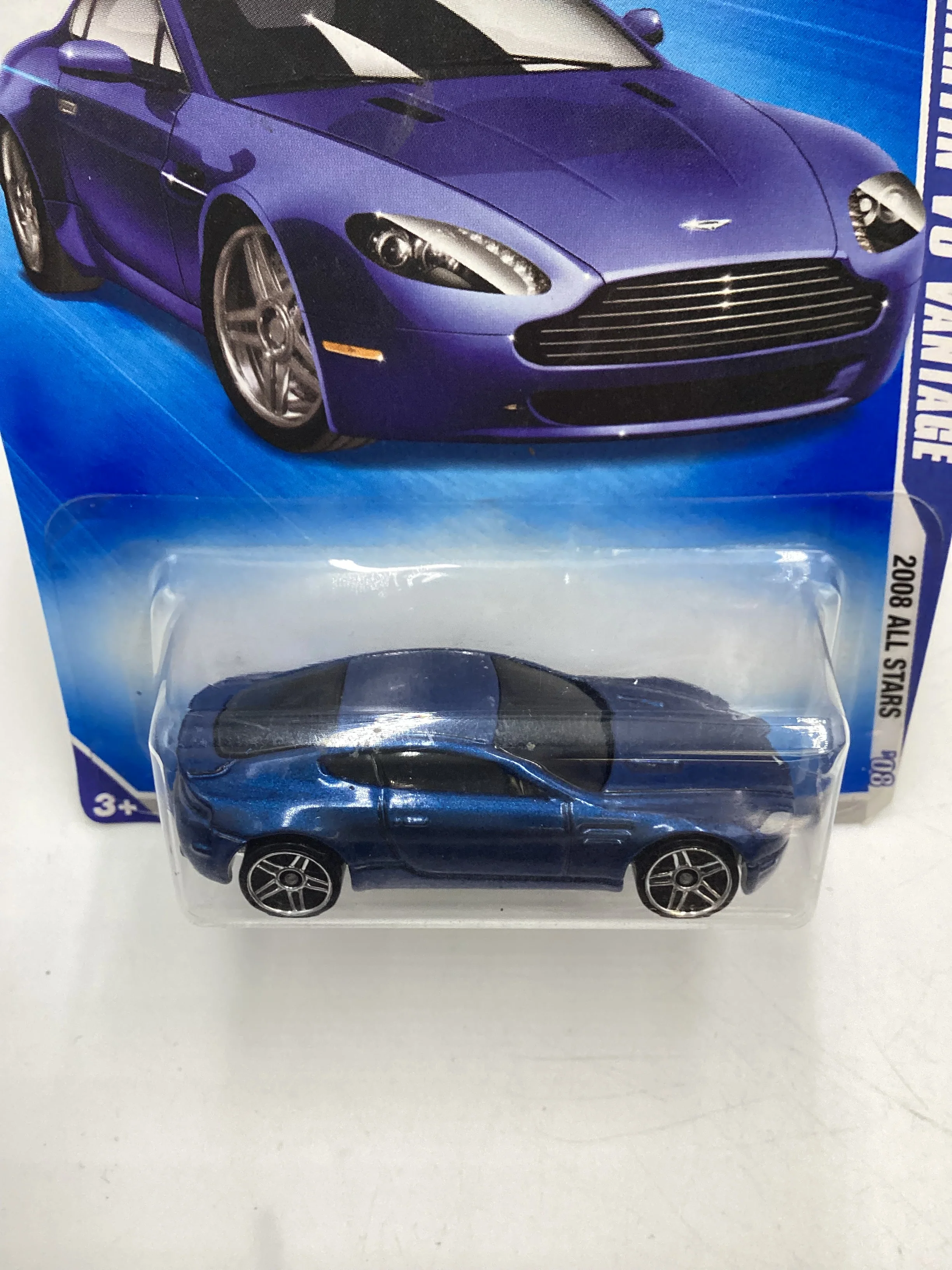 2008 Hot Wheels All Stars #55 Aston Martin V8 Vantage Blue 105A - Image 6
