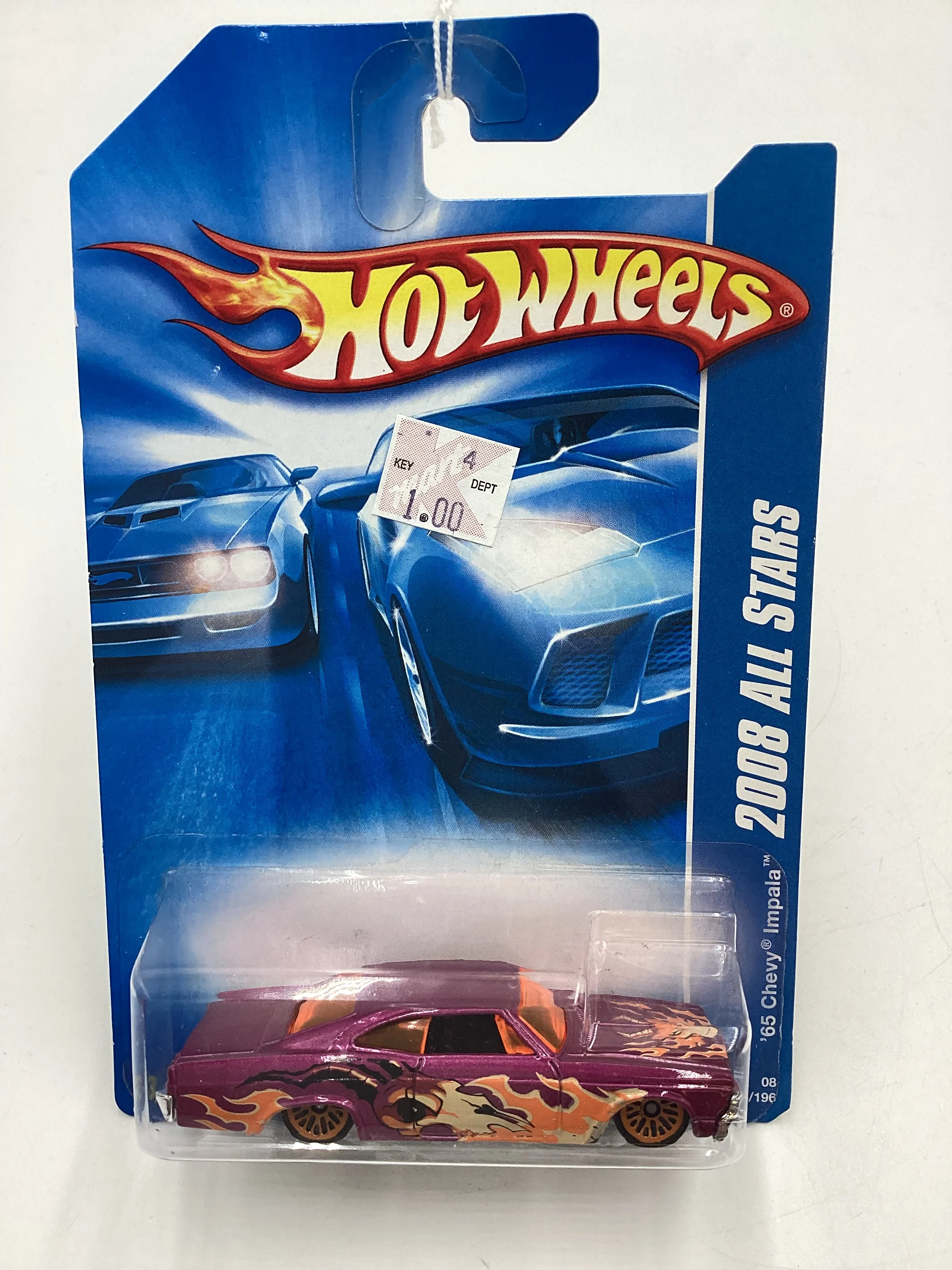 2008 Hot Wheels All Stars #58 65 Chevy Impala Purple Bad J Hook 18F - Image 2