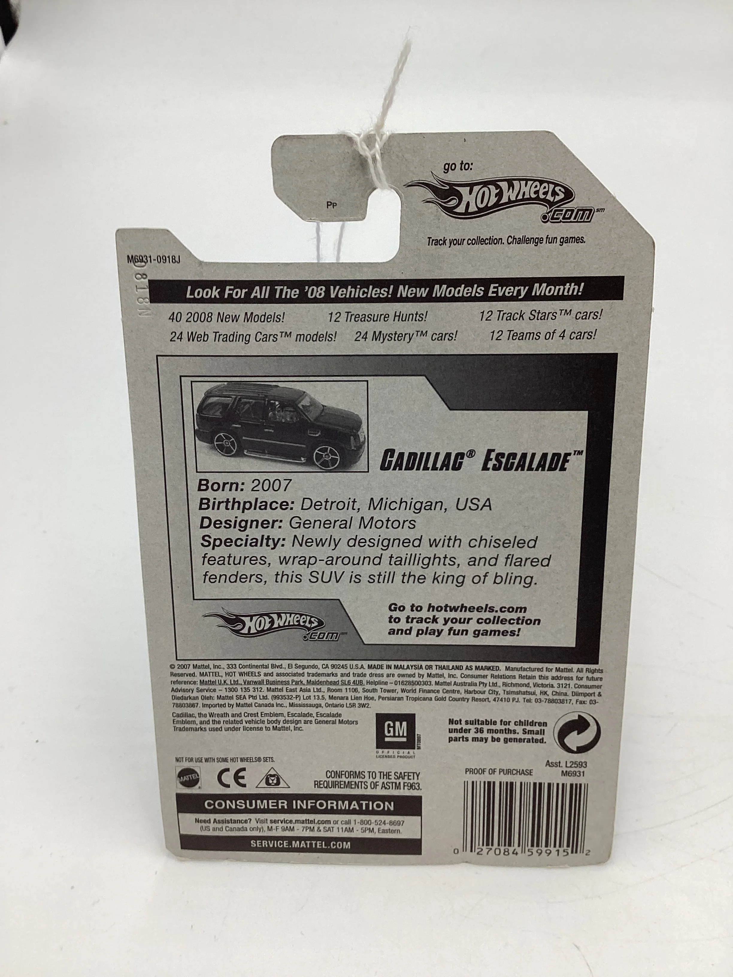 2008 Hot Wheels All Stars #65 Cadillac Escalade Gray (Chrome Logo Base) 57D - Image 8