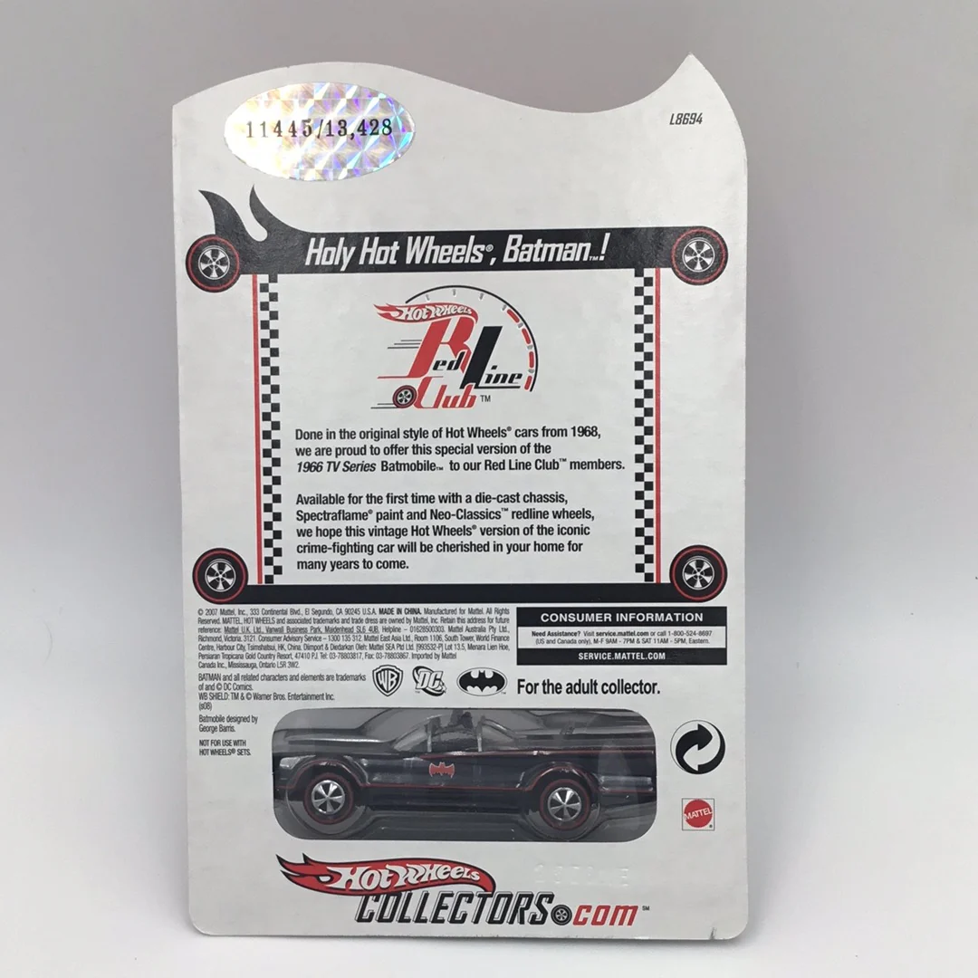2008 Hot wheels club car exclusive 1966 Tv Series Batmobile 11445/13428 - Image 4