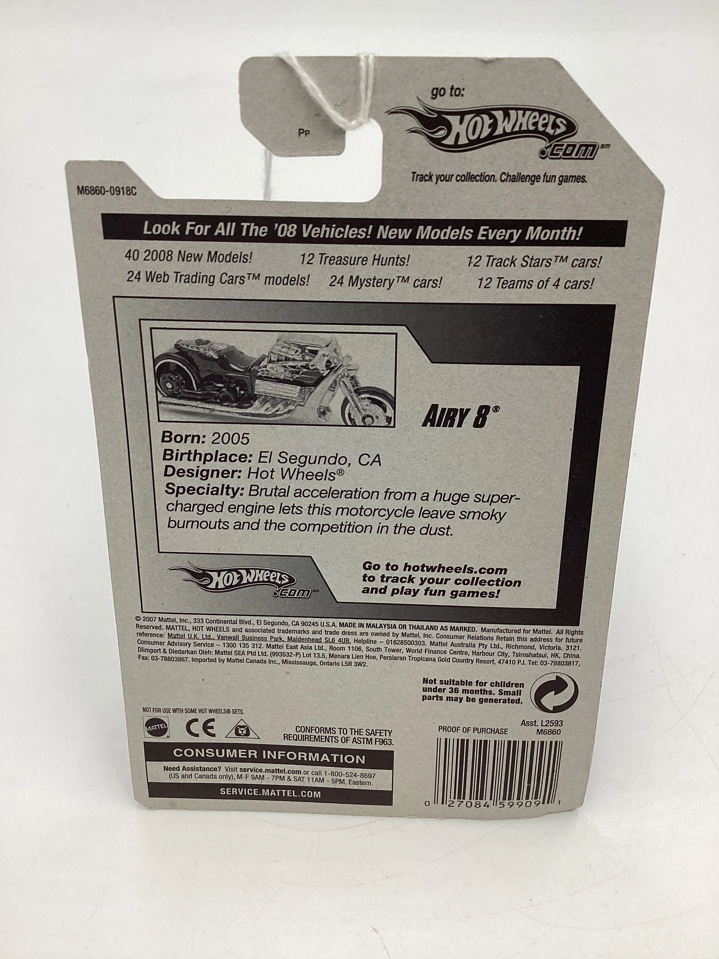 2008 Hot Wheels HW Team: Custom Bikes #150 Airy 8 Purple 113B - Image 7