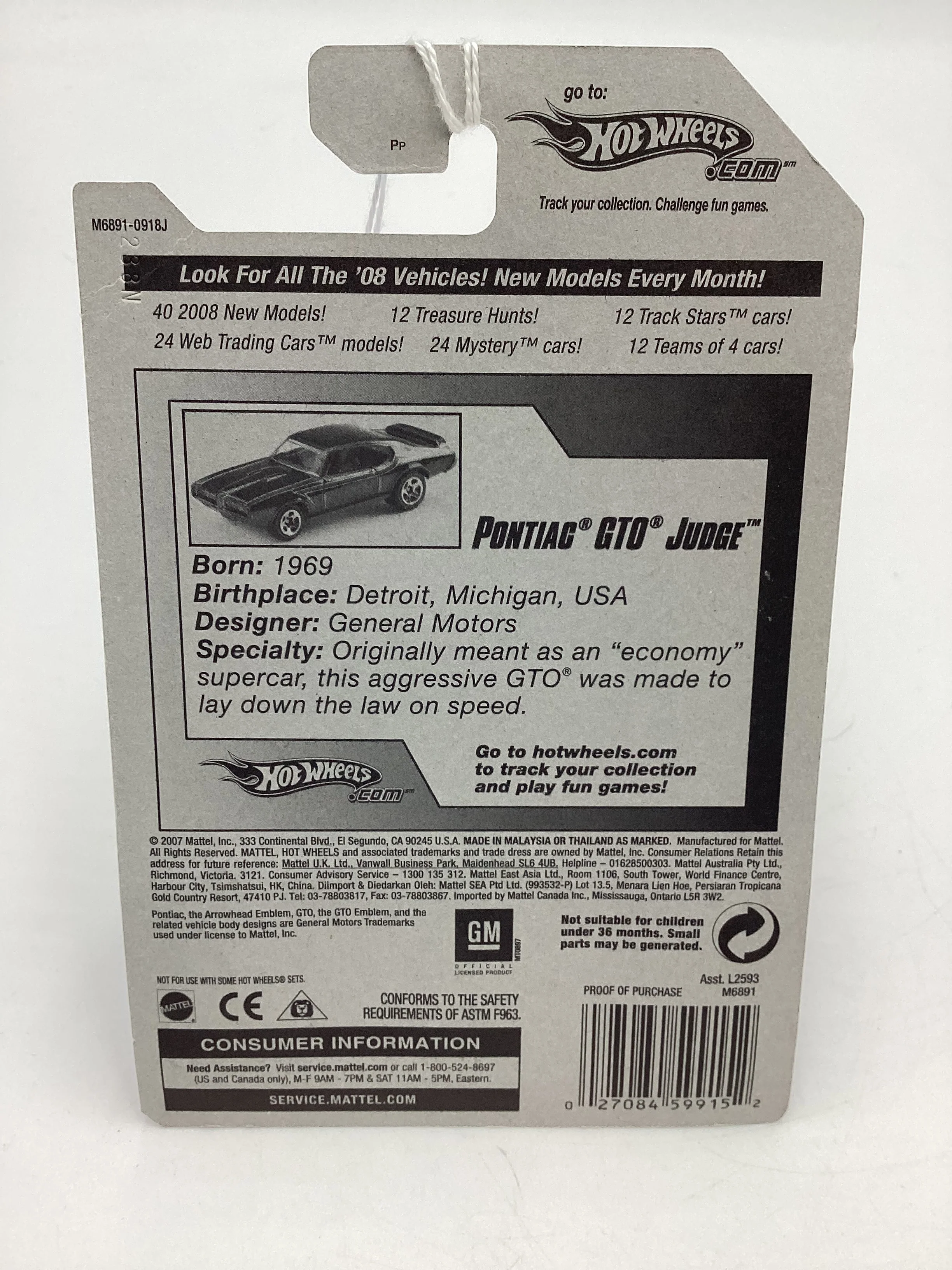 2008 Hot Wheels HW Team: Muscle Mania #133 Pontiac GTO Judge Silver 44C - Image 7