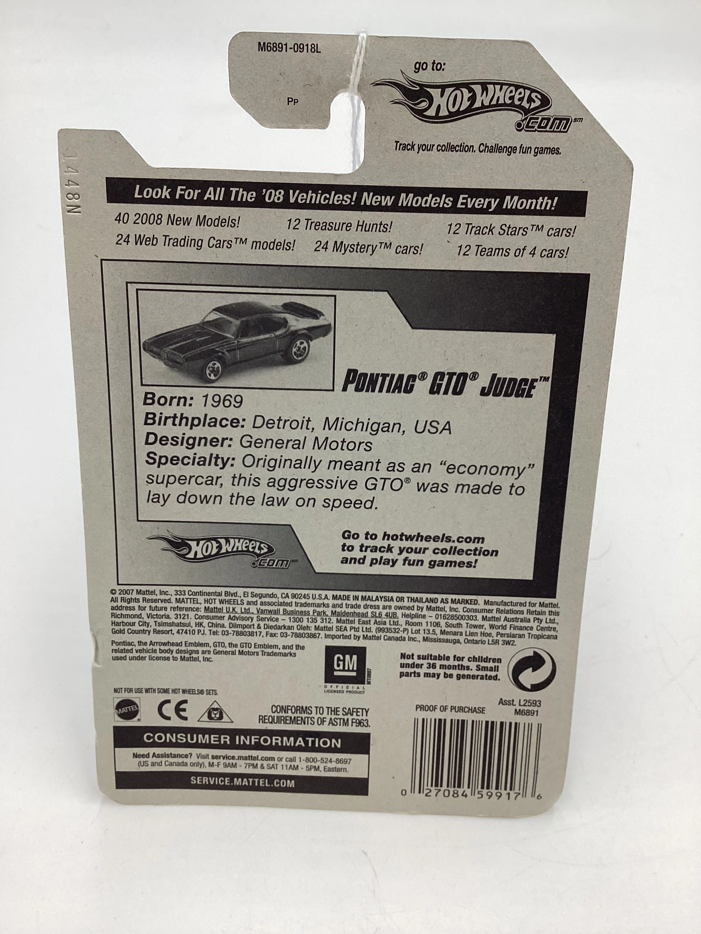 2008 Hot Wheels HW Team: Muscle Mania #133 Pontiac GTO Judge Silver Card Not Perfect 44C - Image 7