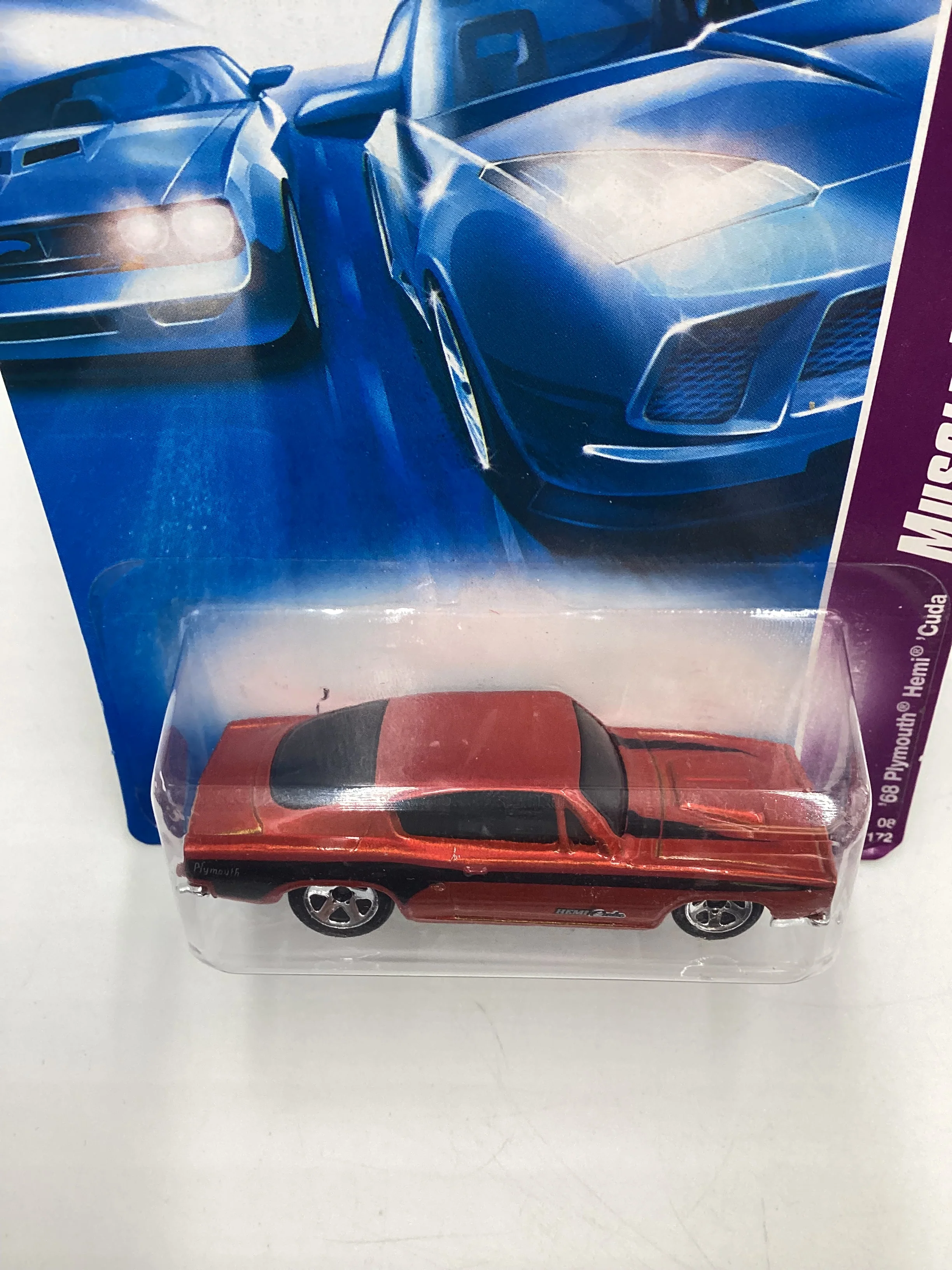 2008 Hot Wheels HW Team: Muscle Mania #134 68 Plymouth Hemi Cuda Orange International Card 55H - Image 6