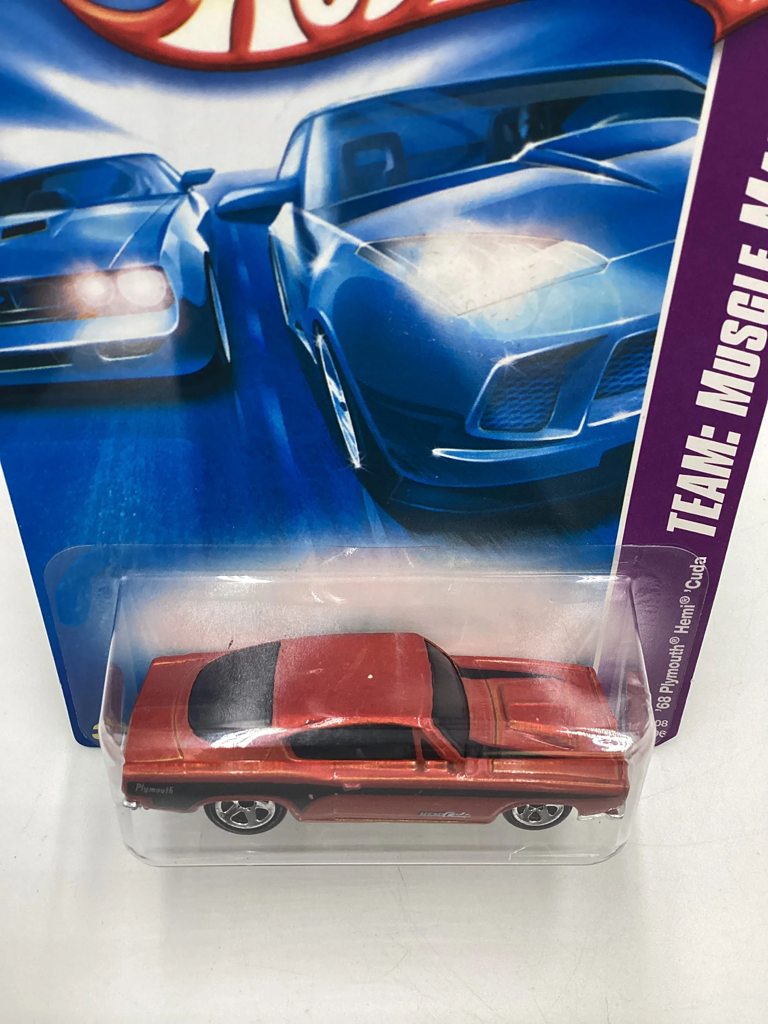 2008 Hot Wheels HW Team: Muscle Mania #134 68 Plymouth Hemi Cuda Orange 56B - Image 6