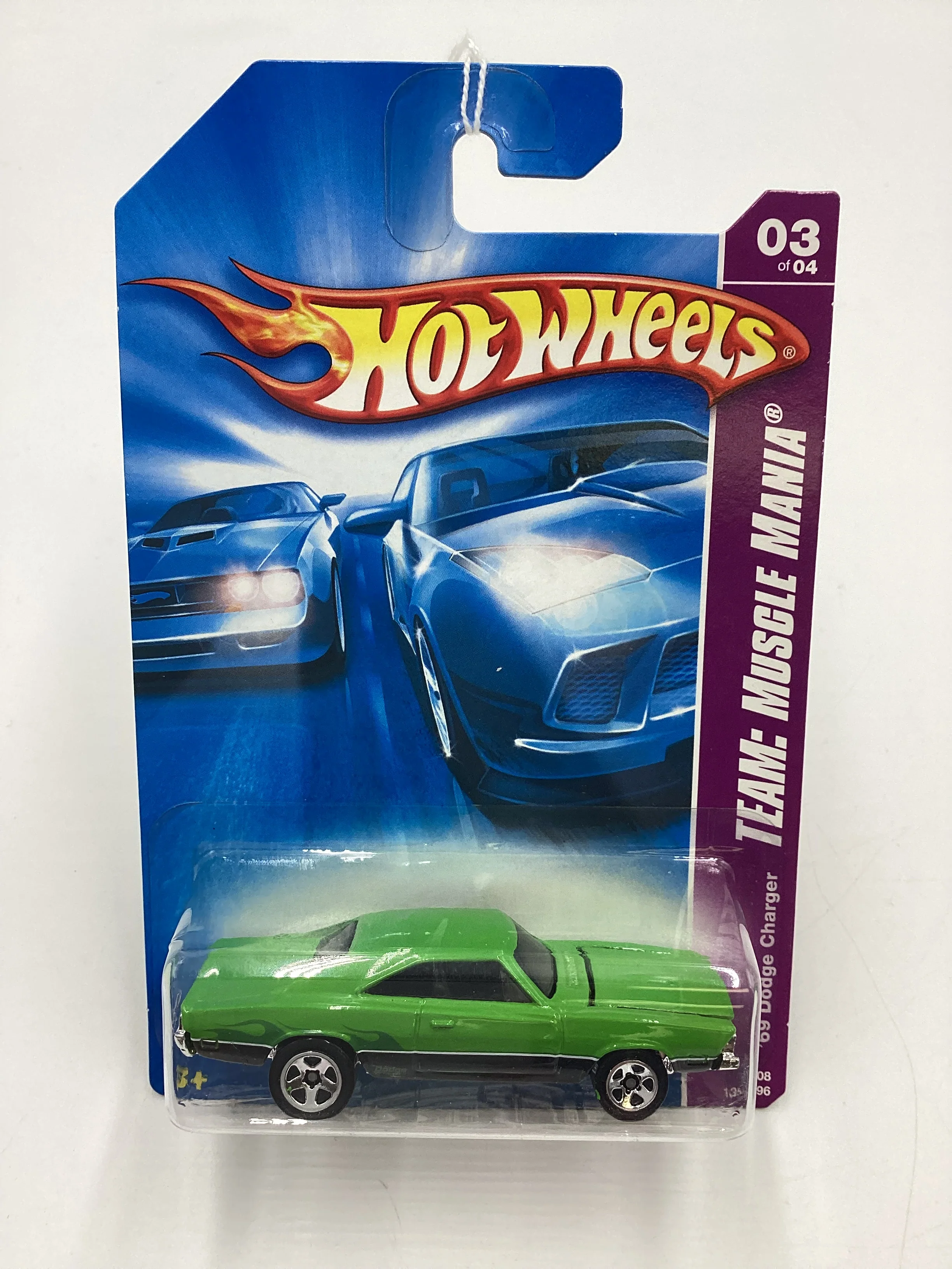 2008 Hot Wheels HW Team Muscle Mania #135 69 Dodge Charger Green opening hood 46E - Image 2