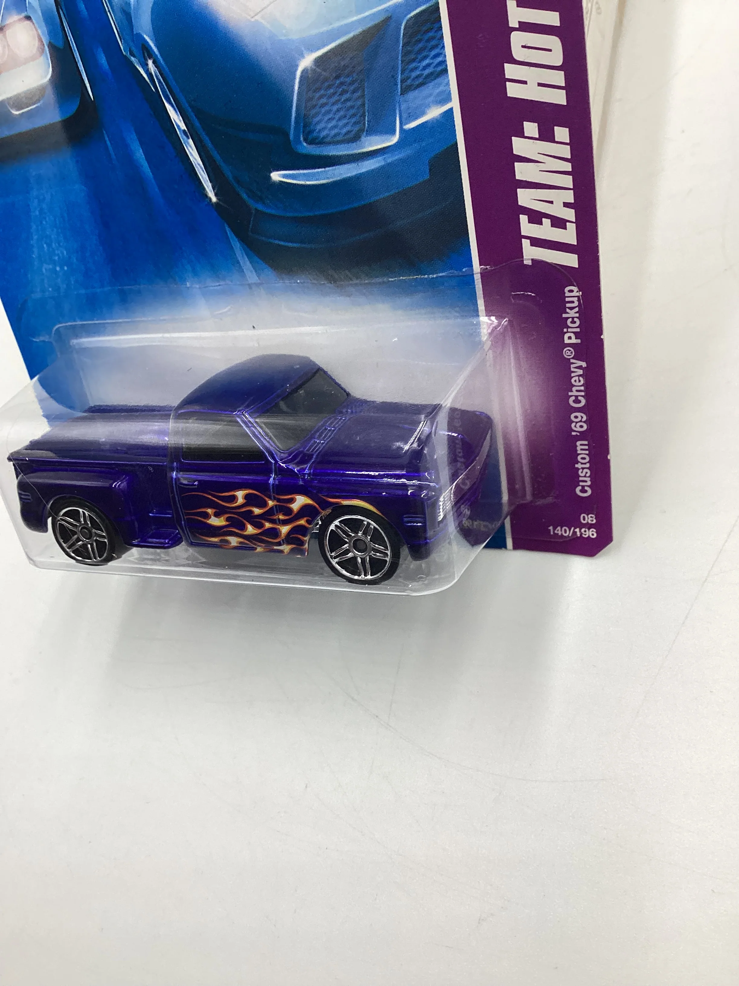 2008 Hot Wheels HW Team: Hot Trucks #140 Custom 69 Chevy Pickup Blue 10A - Image 4