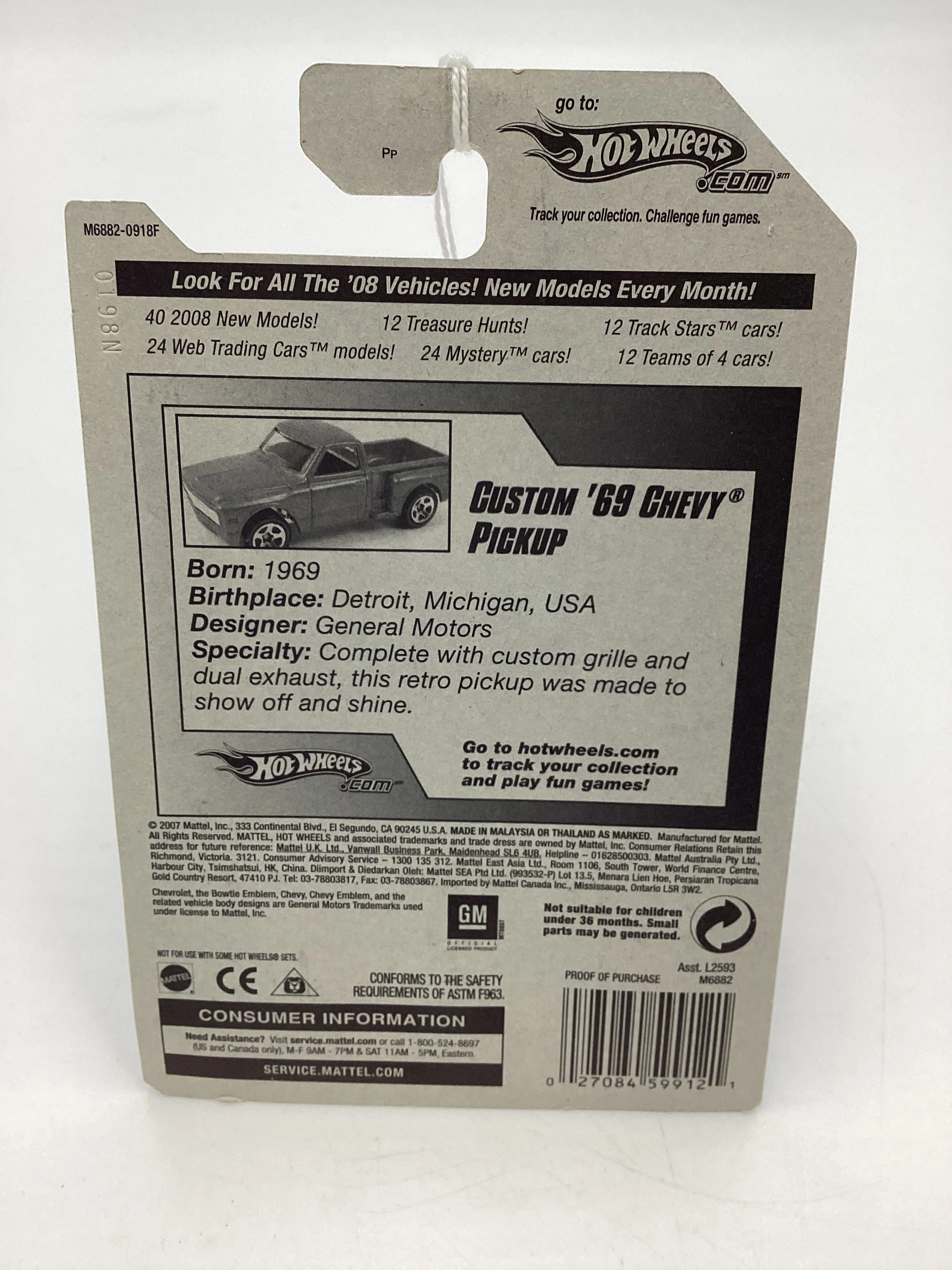 2008 Hot Wheels HW Team: Hot Trucks #140 Custom 69 Chevy Pickup Blue 10A - Image 7