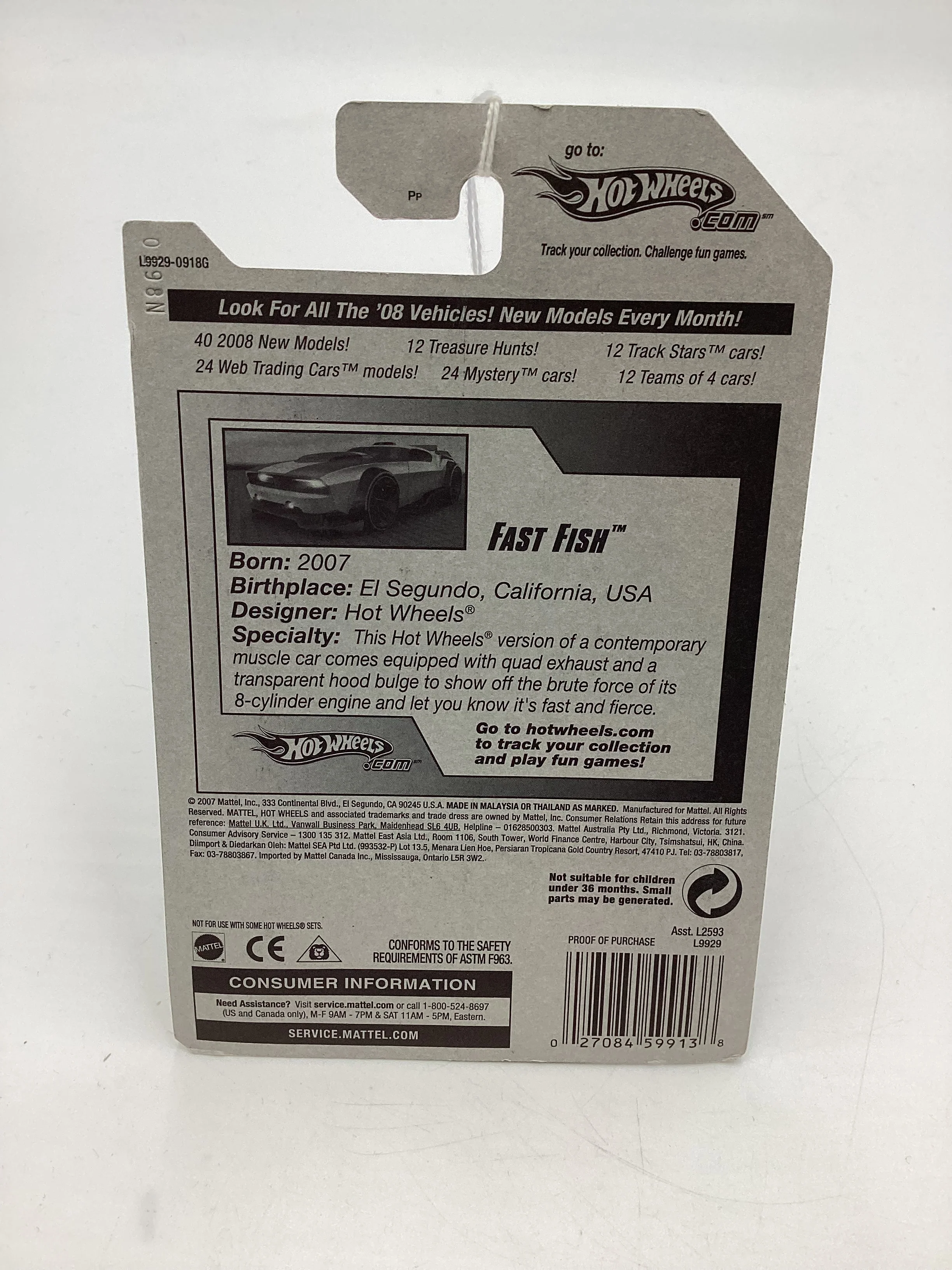 2008 Hot Wheels New Models #14 Fast Fish Green ZZ3 - Image 7