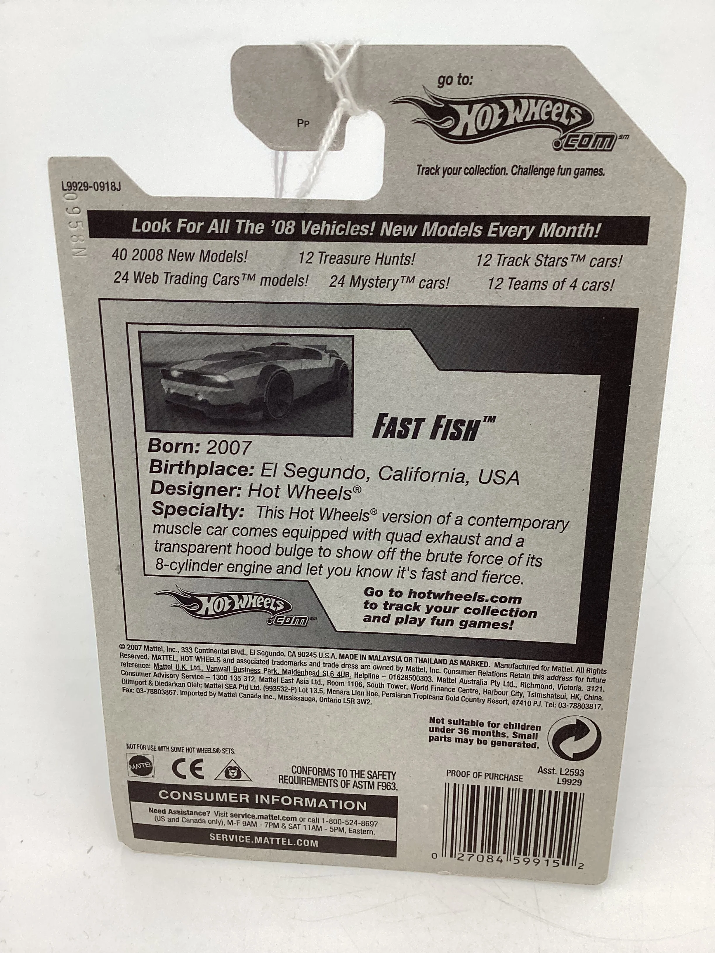 2008 Hot Wheels New Models #14 Fast Fish Orange BB6 - Image 7